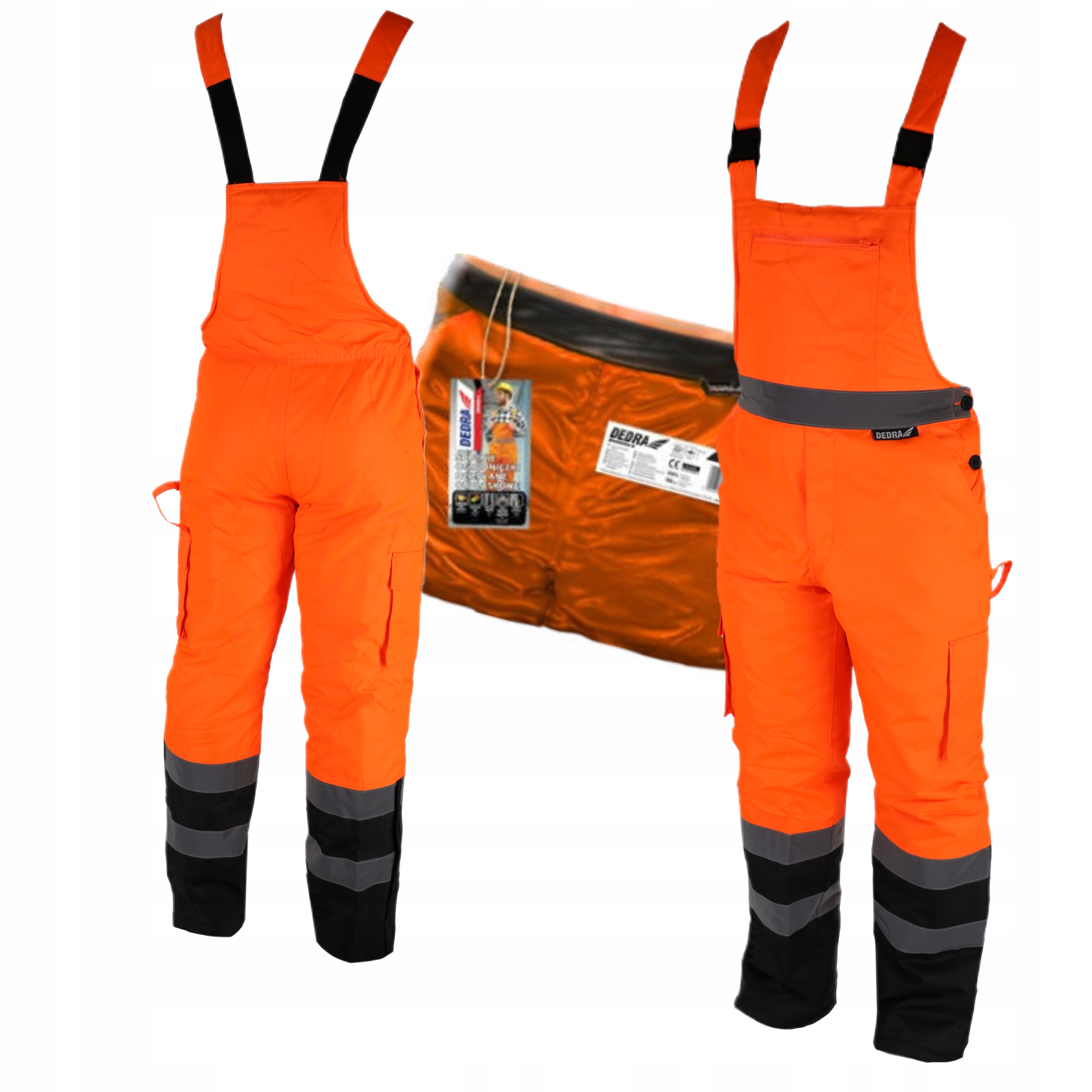 DEDRA SPODNIE ROBOCZE OGRODNICZKI ODBLASKOWE POMARAŃCZOWE BH80SO2 R. XL/56