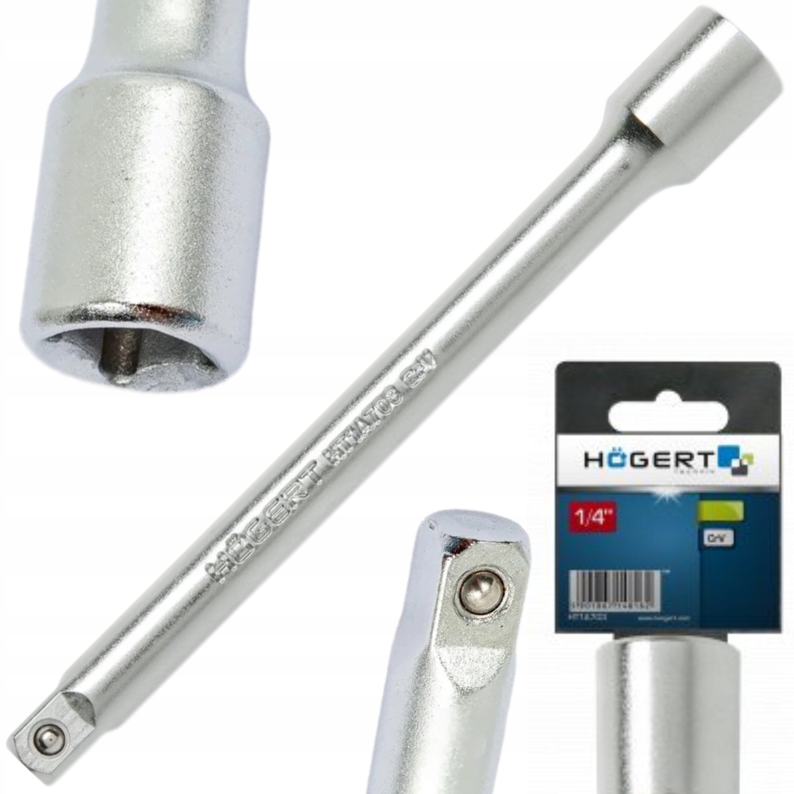 HOGERT PRZEDŁUŻKA DO NASADEK 1/4”, 76,0MM ZGODNA Z NORMĄ DIN3123 HT1A702