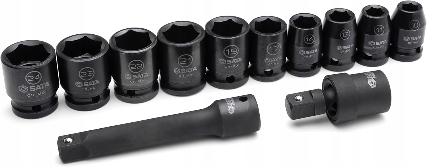 SATA KLUCZE NASADOWE NASADKI UDAROWE KRÓTKIE ZESTAW 1/2" 12 SZT. ST09009SJ