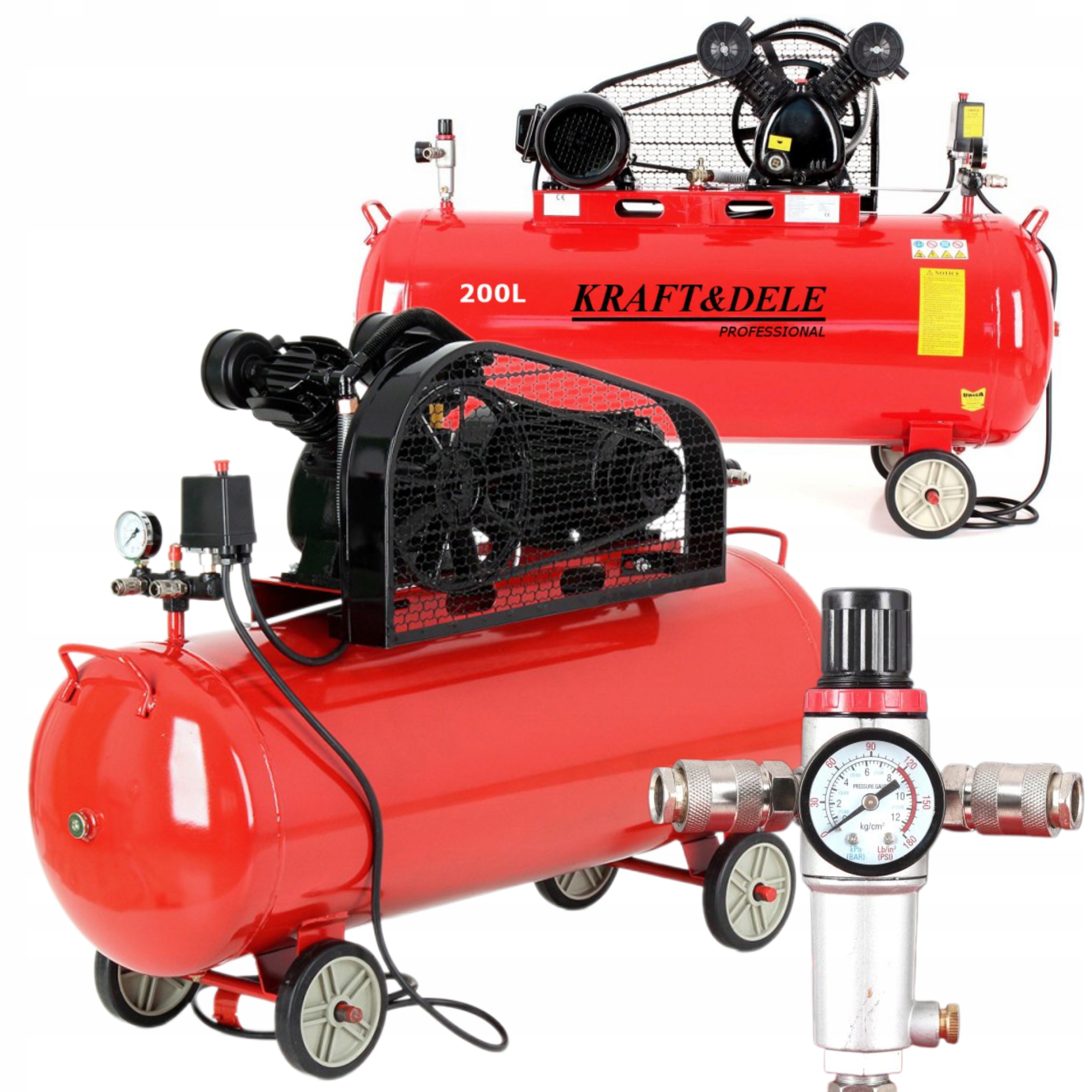 KOMPRESOR SPRĘŻARKA OLEJOWY 200L 400V DWUTŁOKOWY 5,2 KM SEPARATOR KD1473