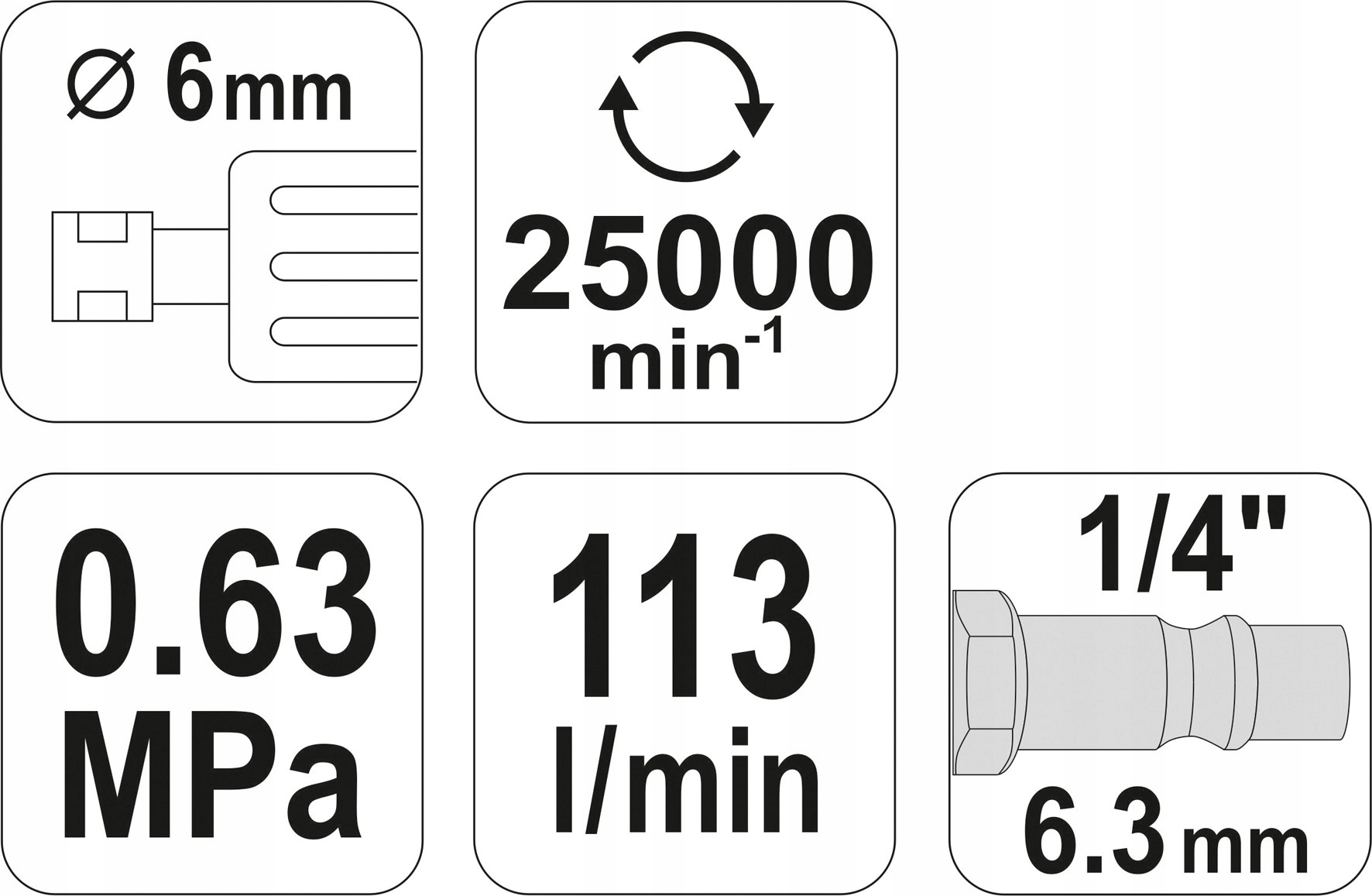 YATO SZLIFIERKA PROSTA PNEUMATYCZNA 6MM 1/4" REGULACJA PRĘDKOŚCI YT-09632
