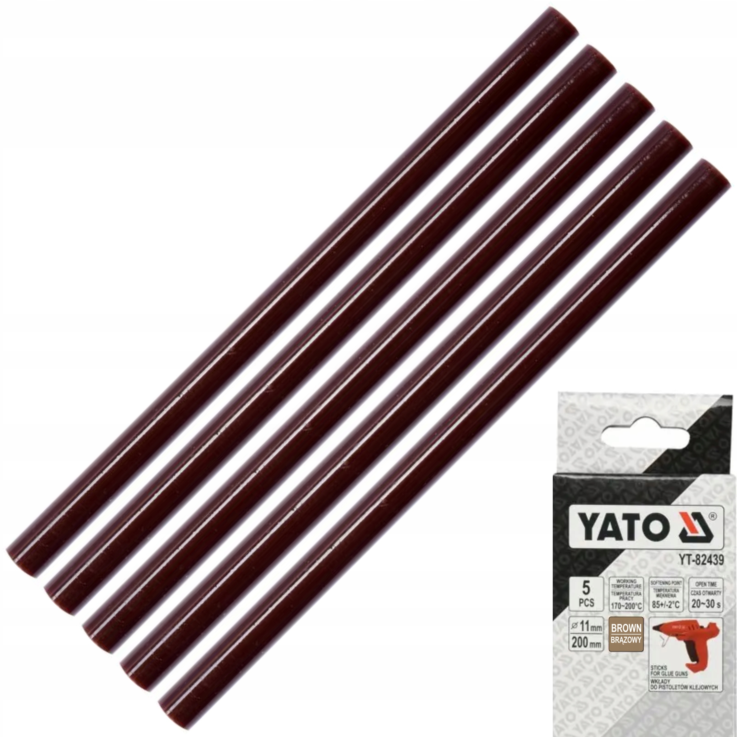 YATO KLEJ TERMOTOPLIWY 11X200MM 5PCS BRĄZ YT-82439 WKŁAD KLEJOWY