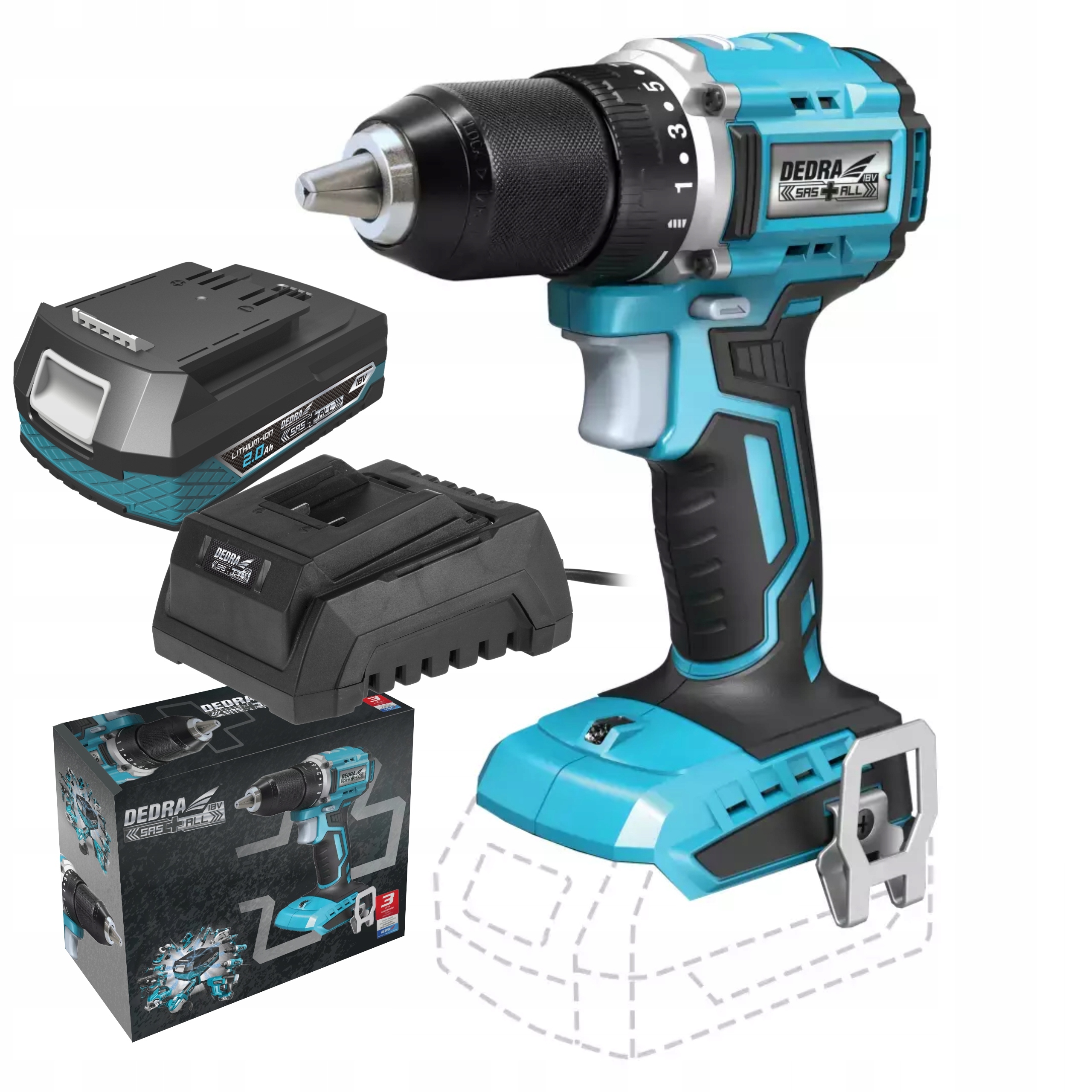 DEDRA WIERTARKO-WKRĘTARKA AKUMULATOROWA BEZSZCZOTKOWA DED7143 18V 50Nm +2Ah
