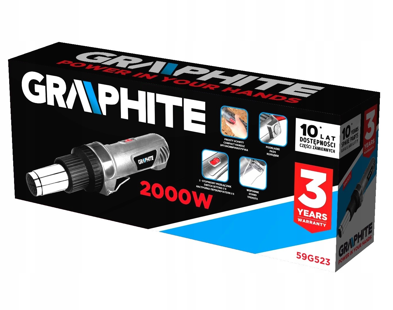GRAPHITE OPALARKA 2000W 350°C/550°C UCHWYT PROSTY