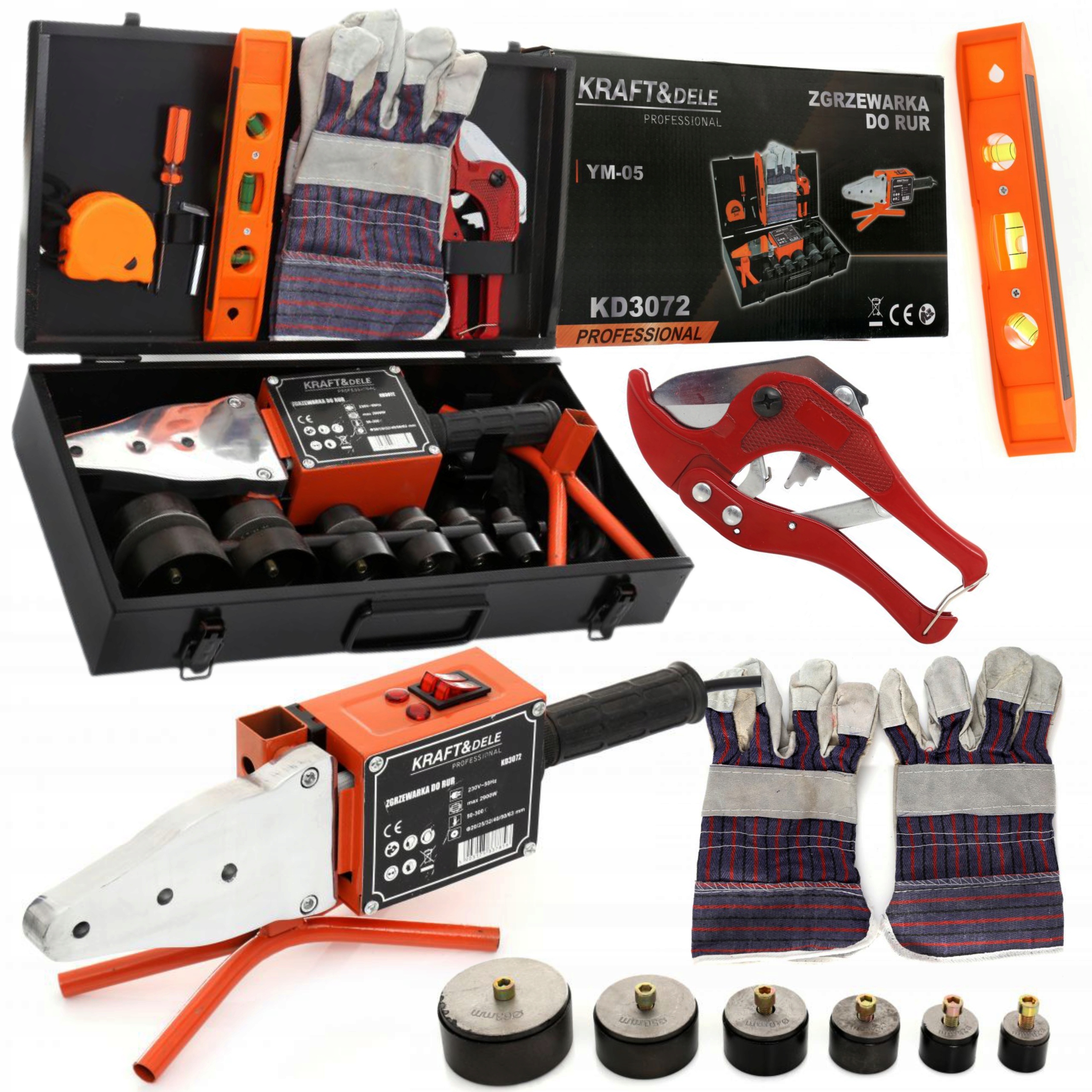 ZGRZEWARKA POLIFUZYJNA 2900W DO RUR PP PCV + 6 MATRYC +MIARKA +POZIOMNICA
