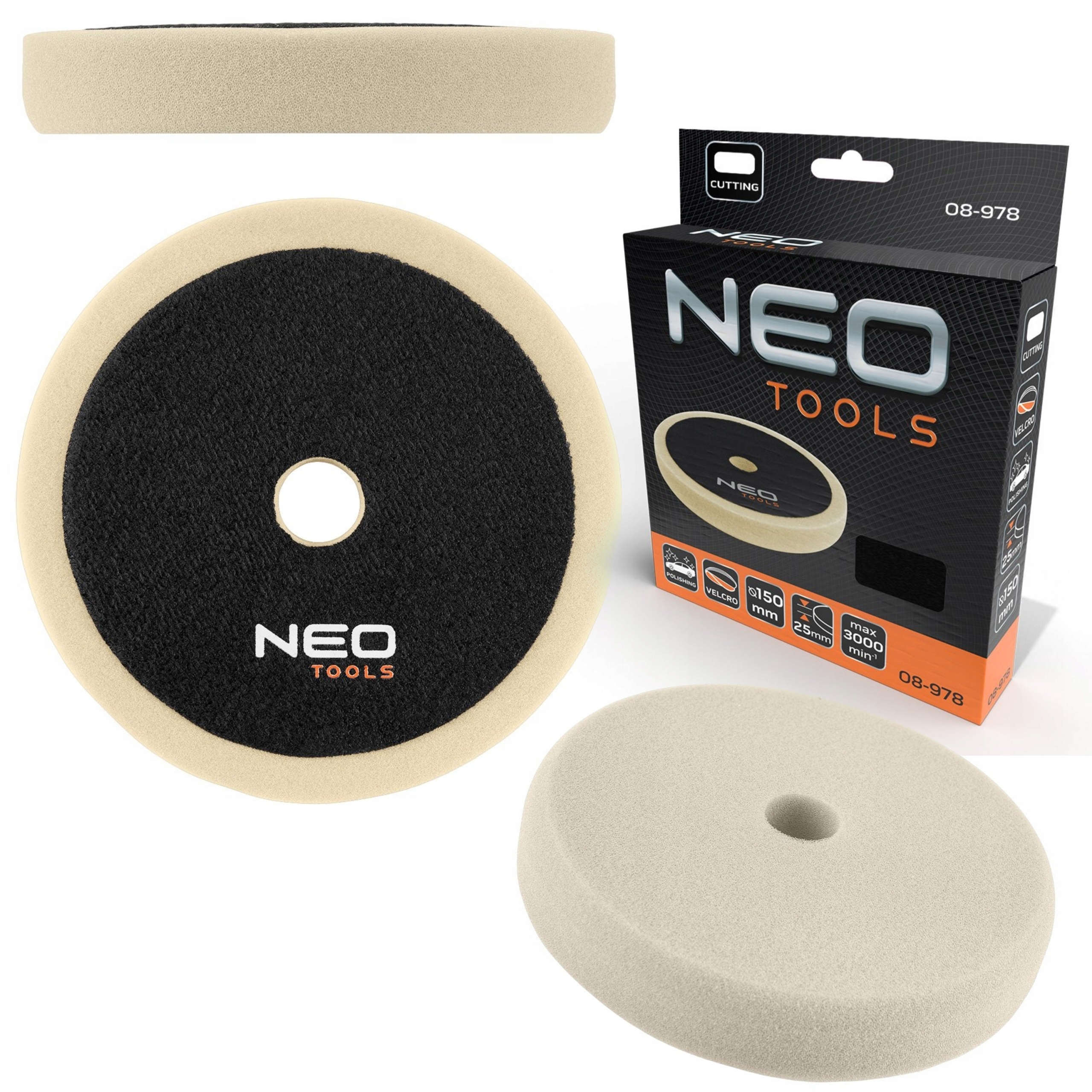 NEO TOOLS PAD POLERSKI 150 X 150 MM X 25 MM GĄBKA ŚCIERNA 08-978