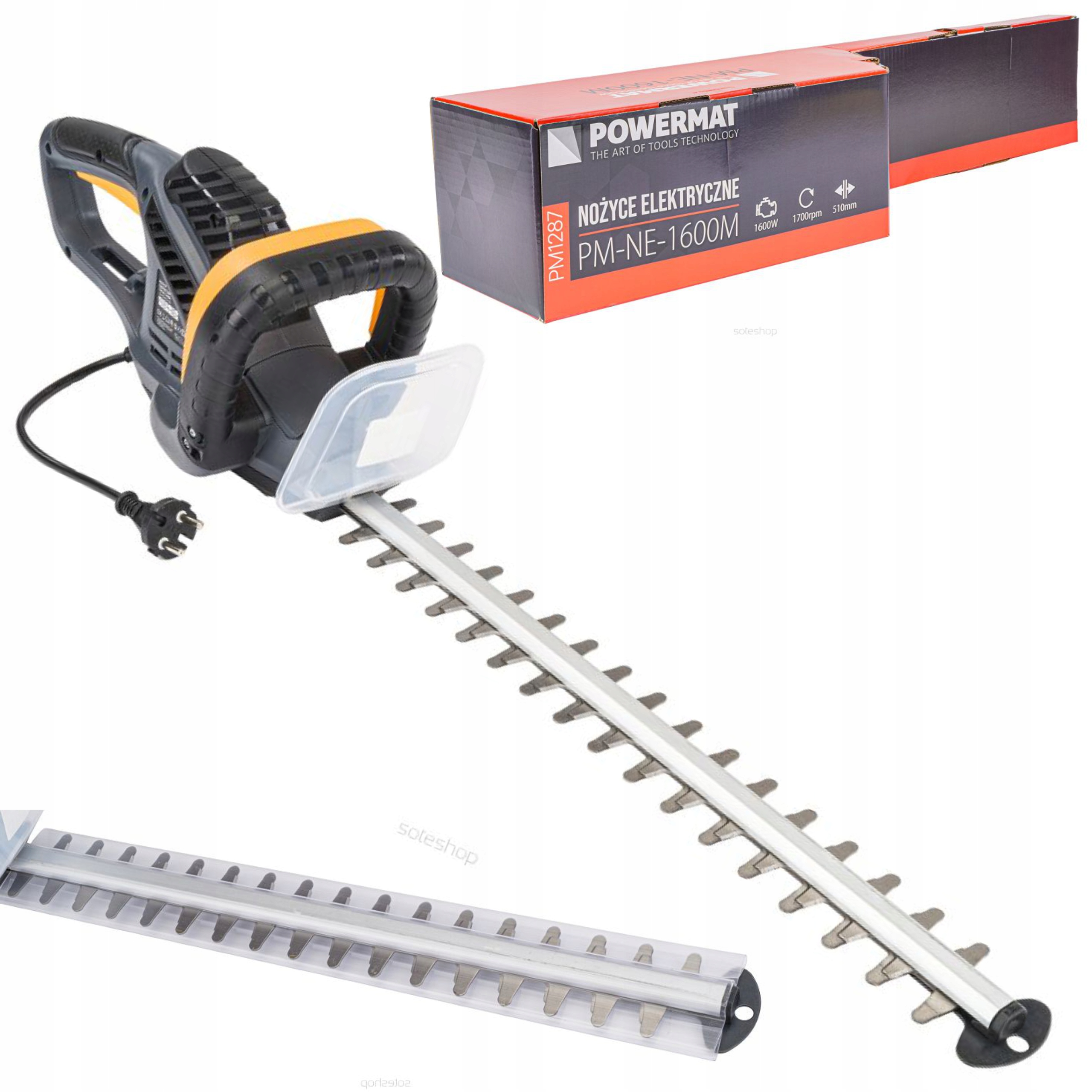 ELEKTRYCZNE NOŻYCE DO ŻYWOPŁOTU GAŁĘZI KRZEWÓW 1600W 510MM SEKATOR DUŻA MOC