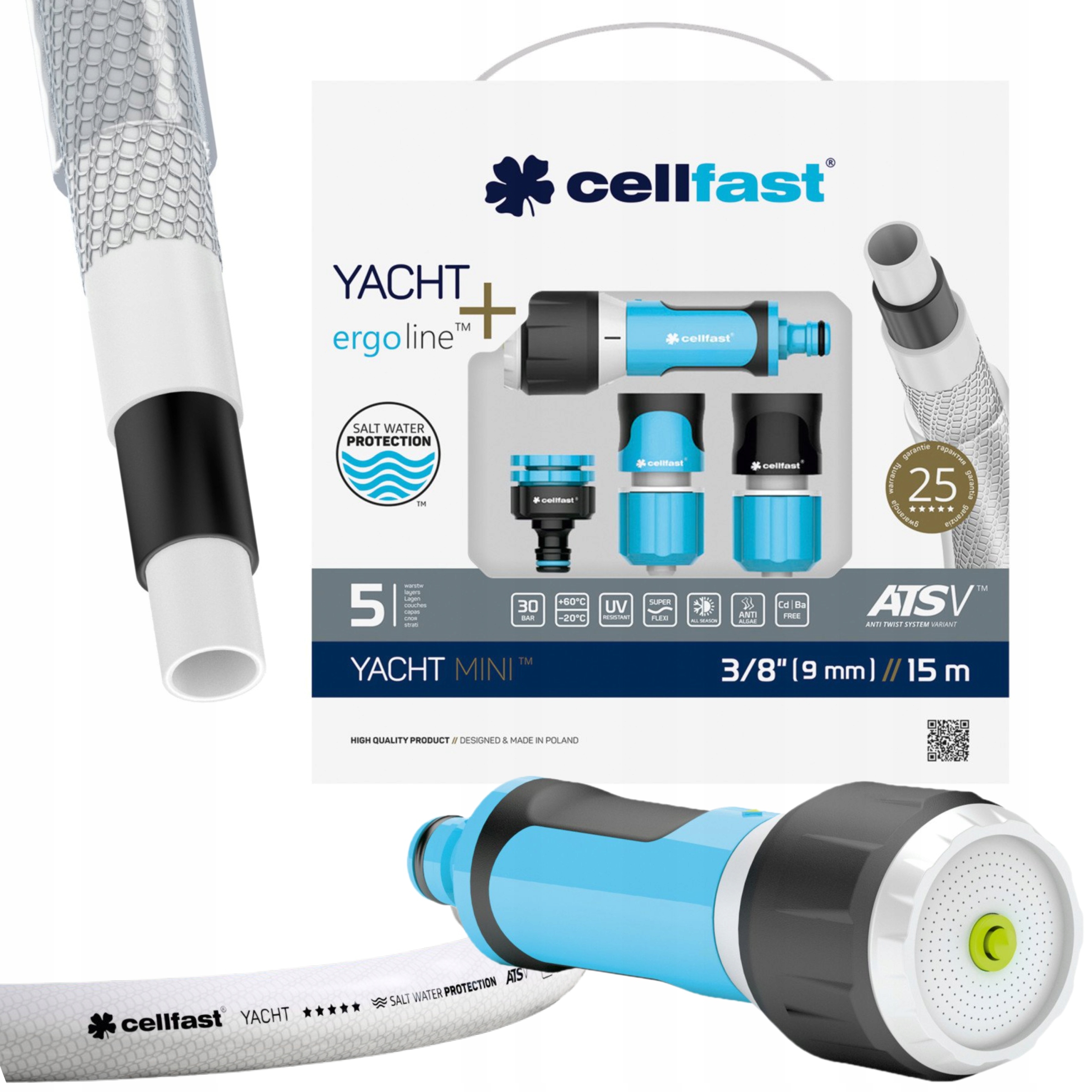 CELLFAST 13-391 ZESTAW ZRASZAJĄCY YACHT 3/8 15M