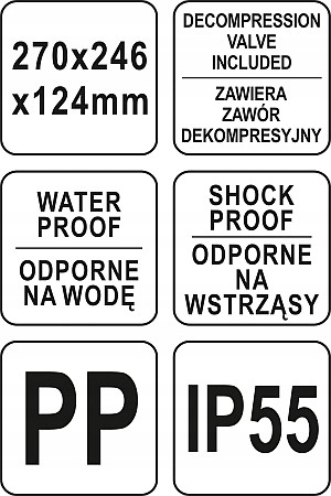 YATO WALIZKA TRANSPORTOWA NARZĘDZIOWA HERMETYCZNA Z GĄBKĄ 270x246x124mm