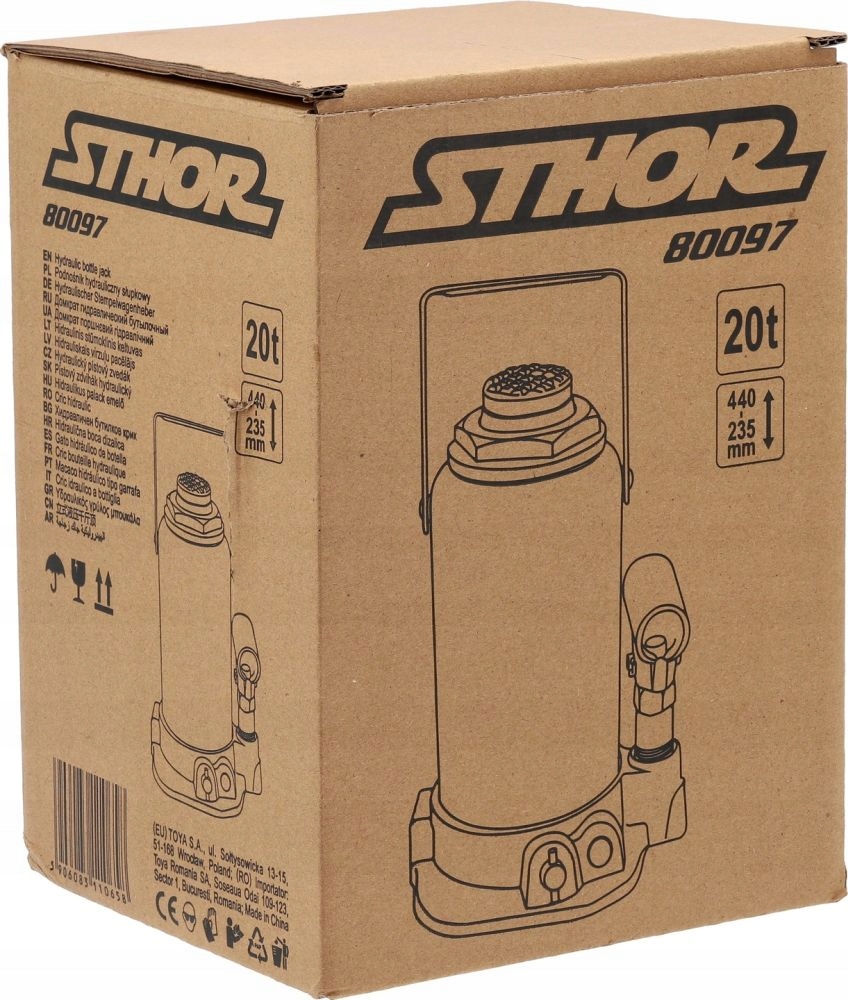 STHOR PODNOŚNIK HYDRAULICZNY BUTELKOWY SŁUPKOWY 20T 235-440MM 80097