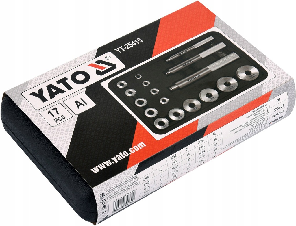 YATO ZESTAW DO MONTAŻU OSADZANIA ŁOŻYSK I USZCZELNIACZY 17 EL. YT-25415