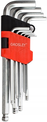 GROSLEY ZESTAW KLUCZY TRZPIENIOWYCH 6-KĄTNYCH Z KULKĄ DŁUGICH 9SZT GR54005