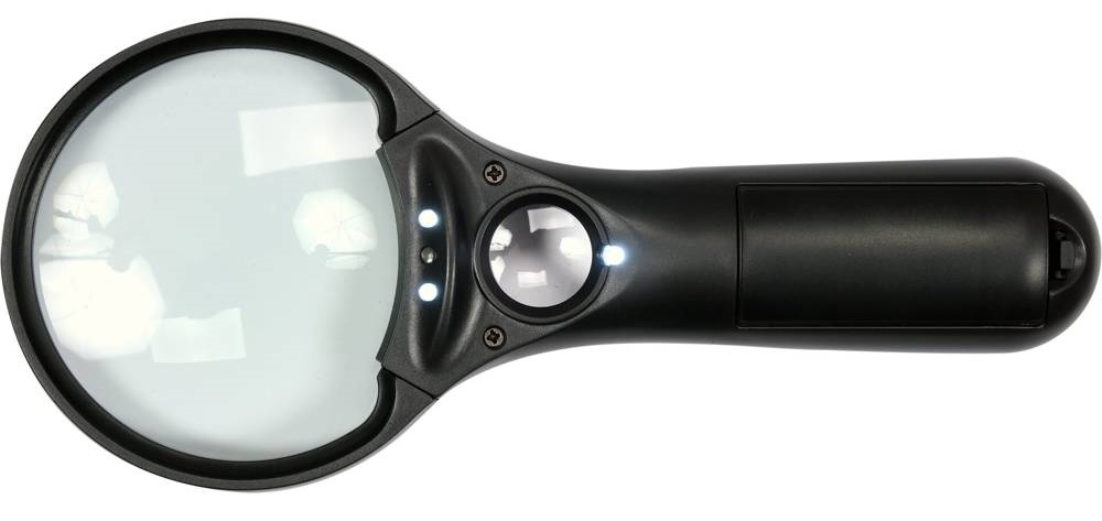 YATO LUPA DWIE SOCZEWKI 3x/45x PODŚWIETLENIE LED UV LED NA BATERIE YT-73845