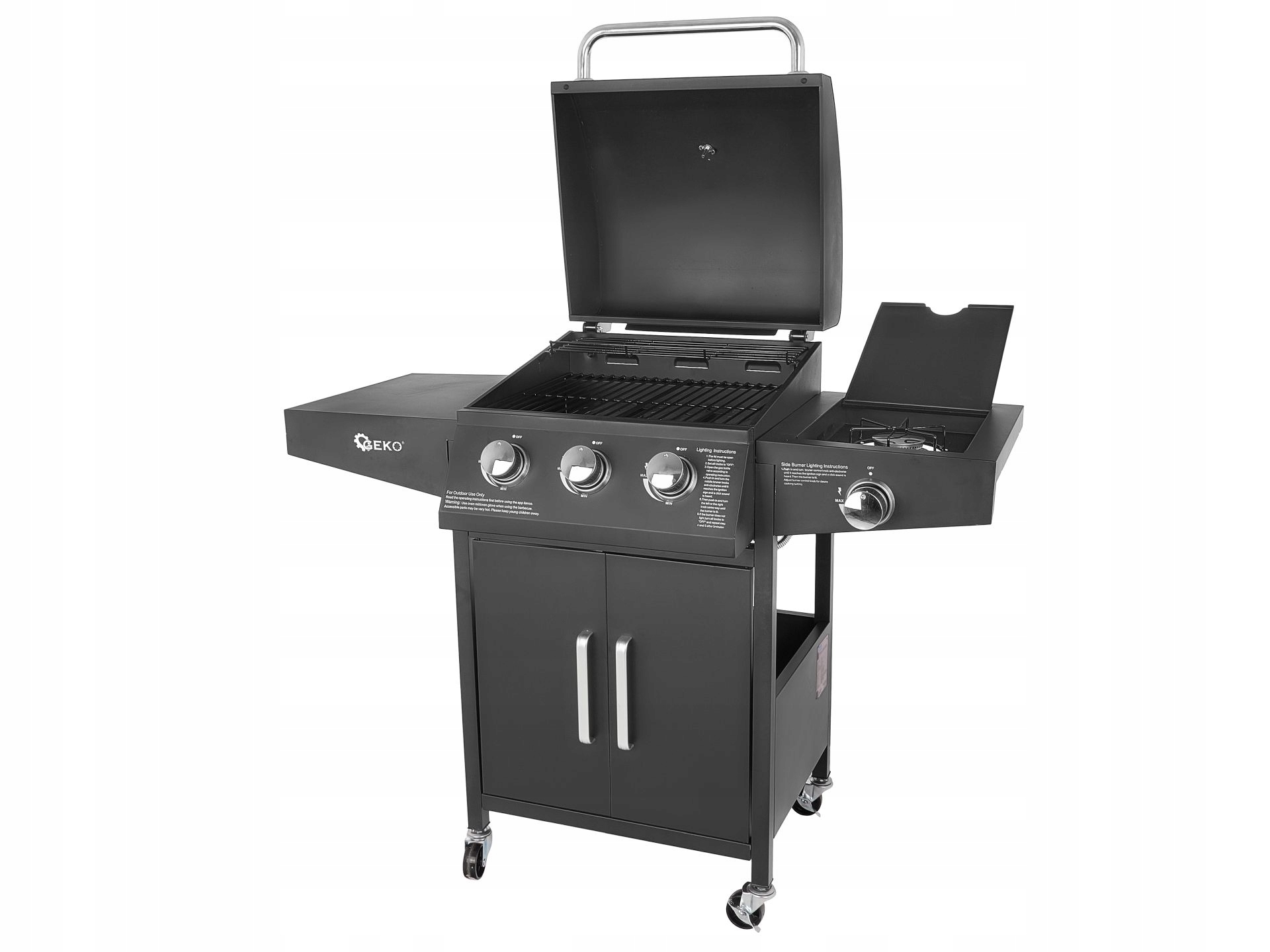 GAZOWY GRILL OGRODOWY 3+1 11,6 kW RUSZT 4 PALNIKI PALNIK BOCZNY KÓŁKA RUSZT