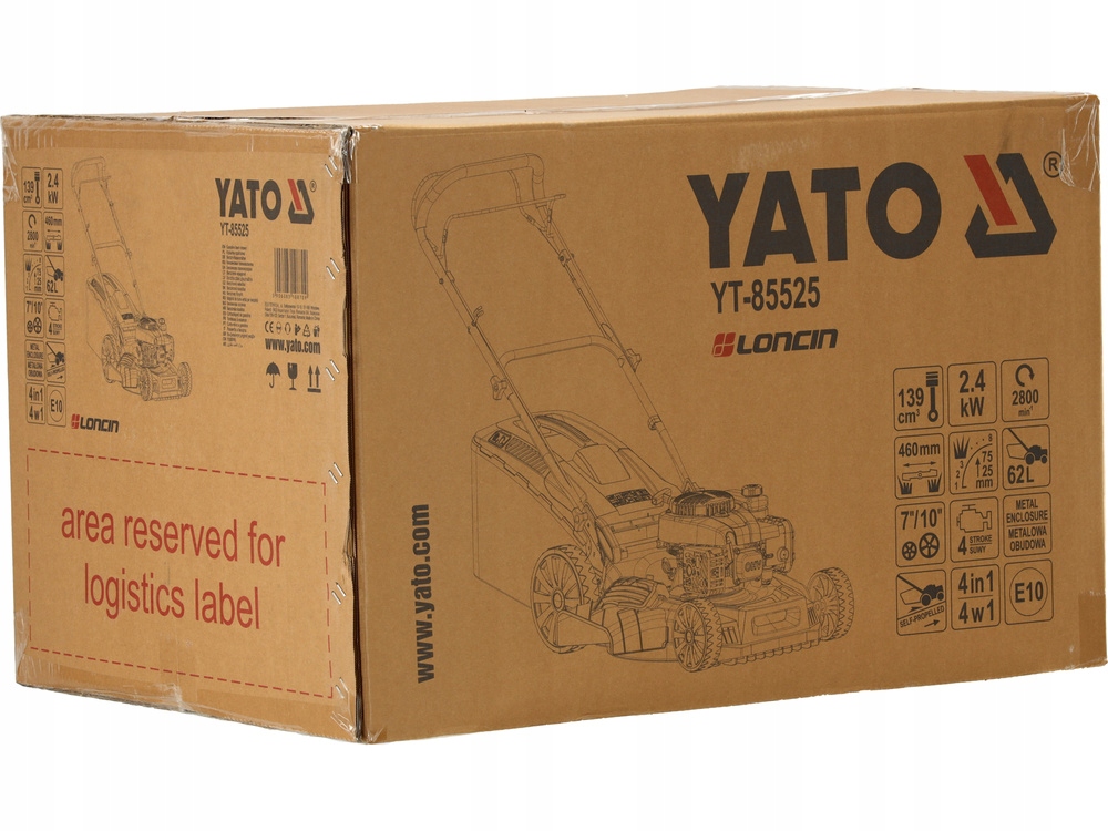 YATO KOSIARKA SPALINOWA 46cm Z NAPĘDEM 139cm3 KOSZ 62L REGULACJA YT-85525