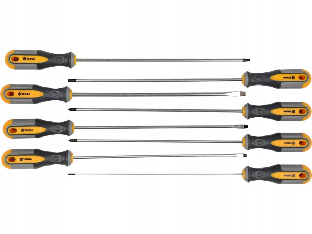 ZESTAW WKRĘTAKÓW ŚRUBOKRĘTÓW KPL 8 SZT PŁASKIE TORX PHILLIPS VOREL 60990