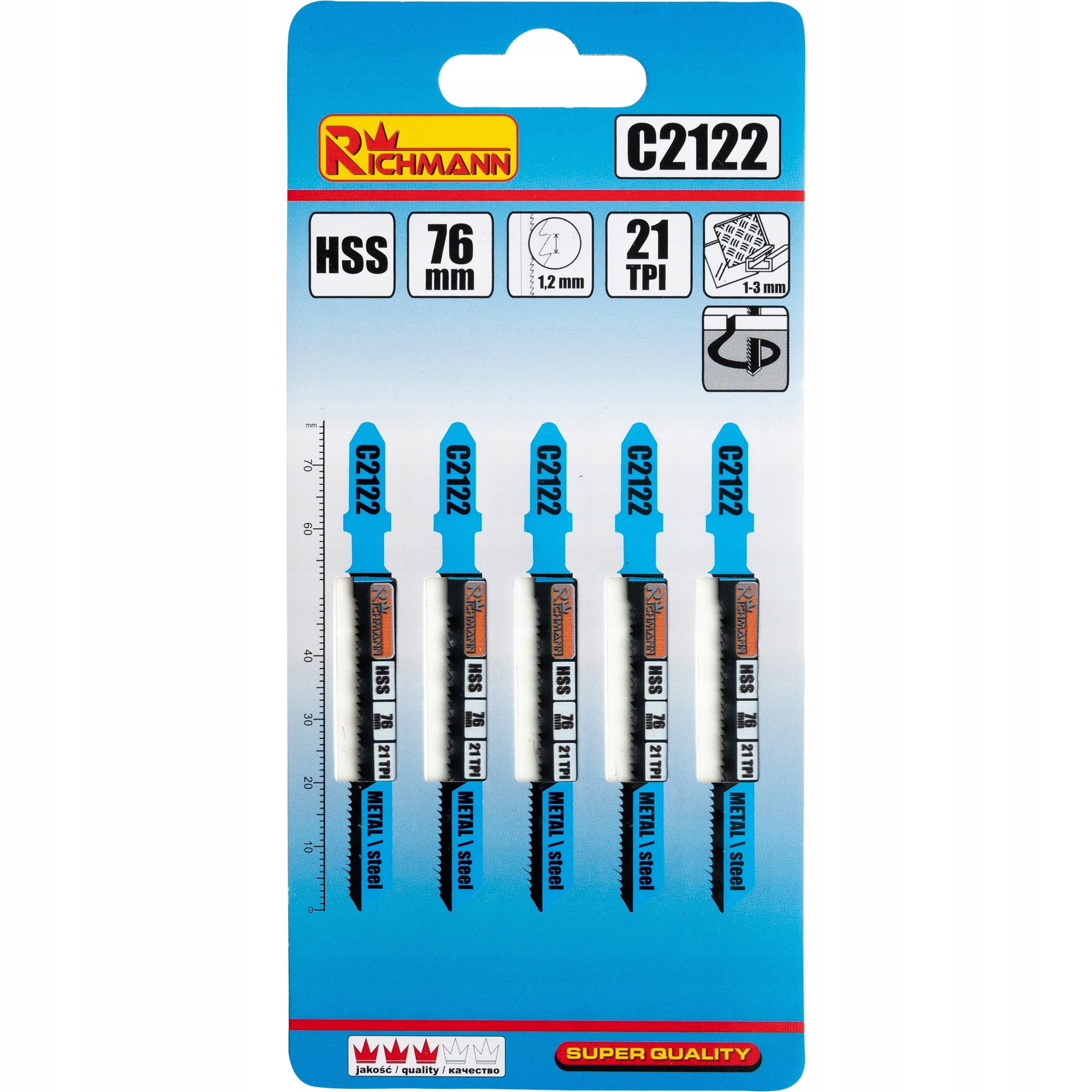 C2122 RICHMANN BRZESZCZOT DO WYRZYNARKI METAL KRZYWE CIĘCIE T218A 5SZT 76MM
