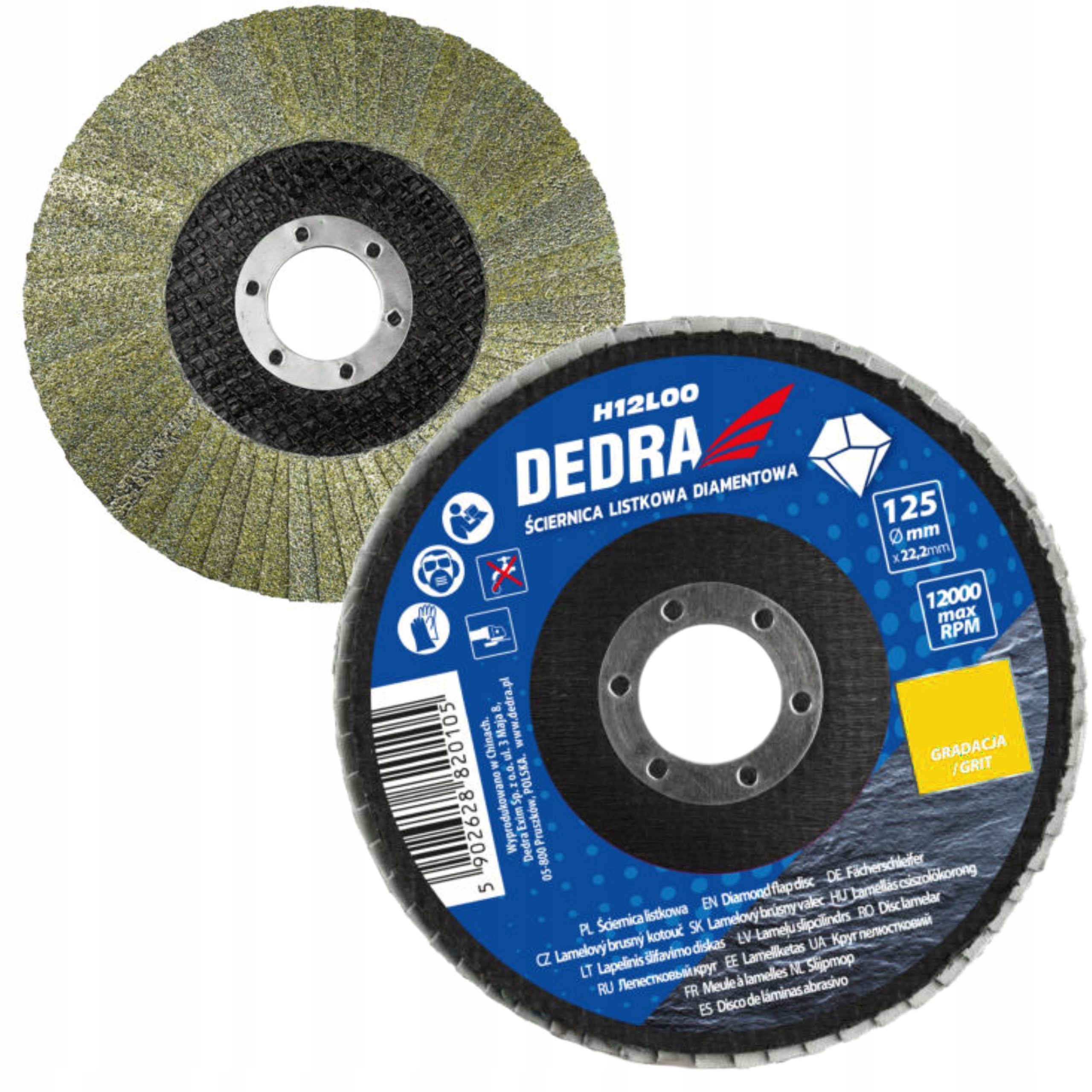 DEDRA ŚCIERNICA LISTKOWA DIAMENTOWA 125X22,2MM GR.120 H12L0120