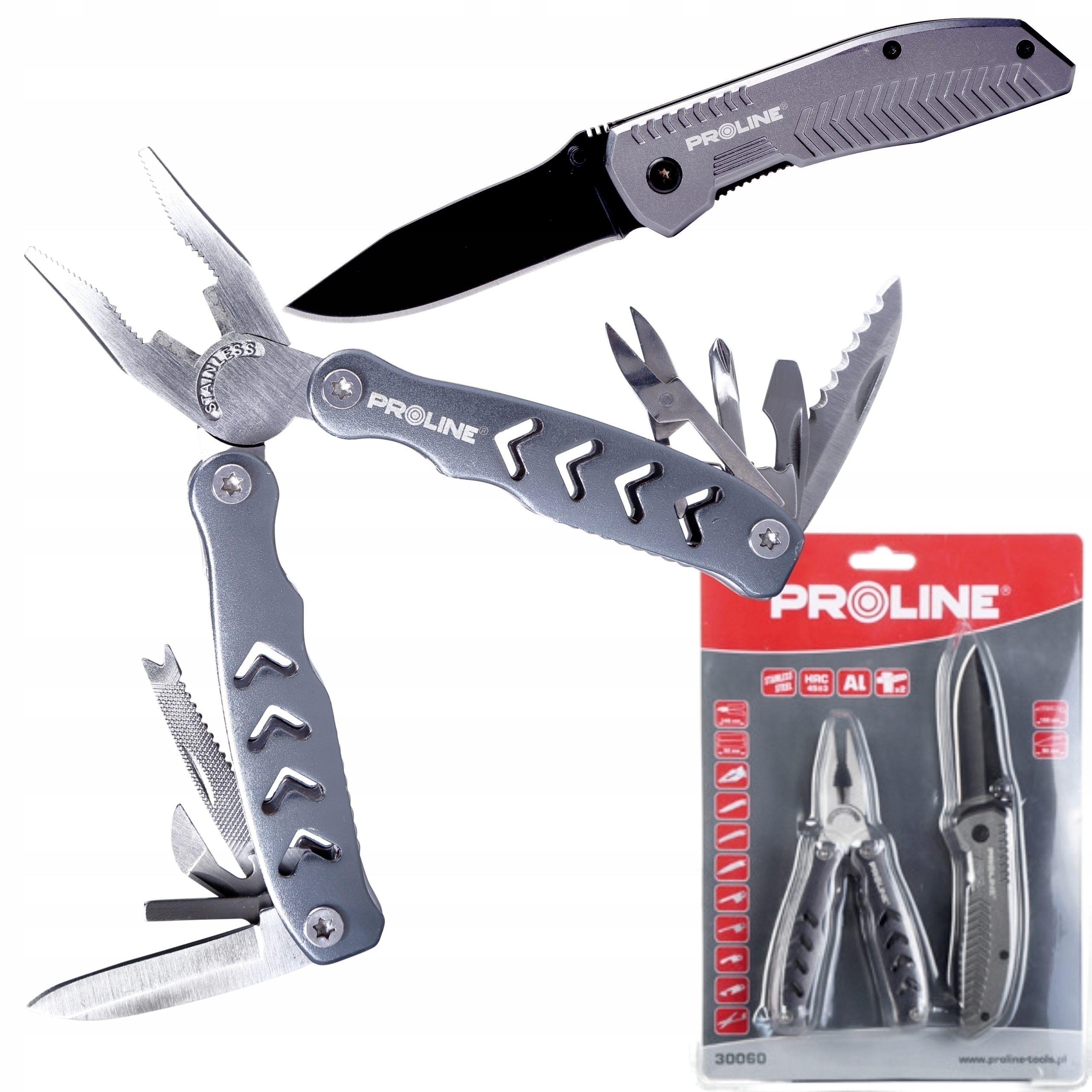 ZESTAW SZCZYPCE WIELOFUNKCYJNE I NÓŻ UNIWERSALNY SKŁADANY PROLINE 30060