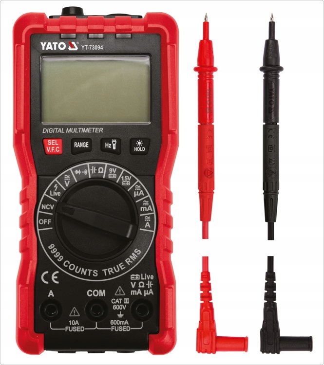 MIERNIK CYFROWY MULTIMETR LCD TEST BATERII YATO