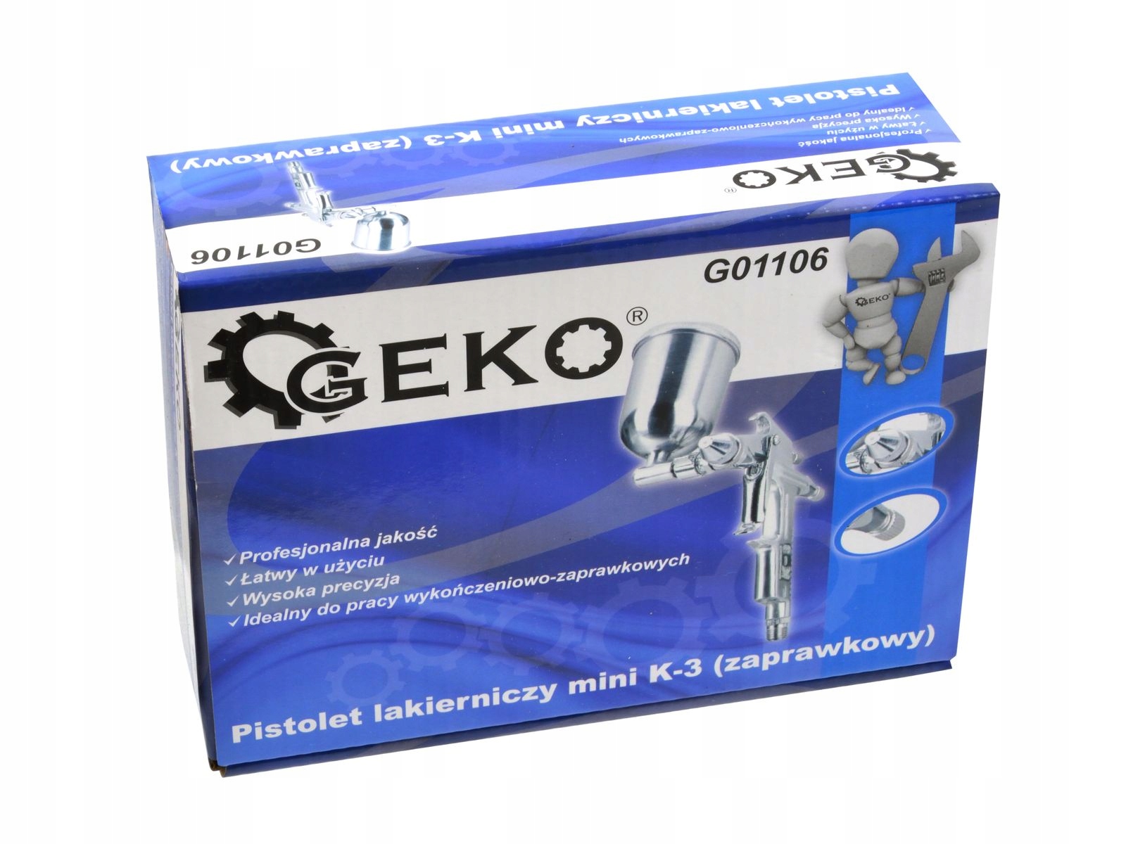 GEKO PISTOLET LAKIERNICZY MINI K-3 DO ZAPRAWEK 0,5MM ZBIORNIK 200ML G01106
