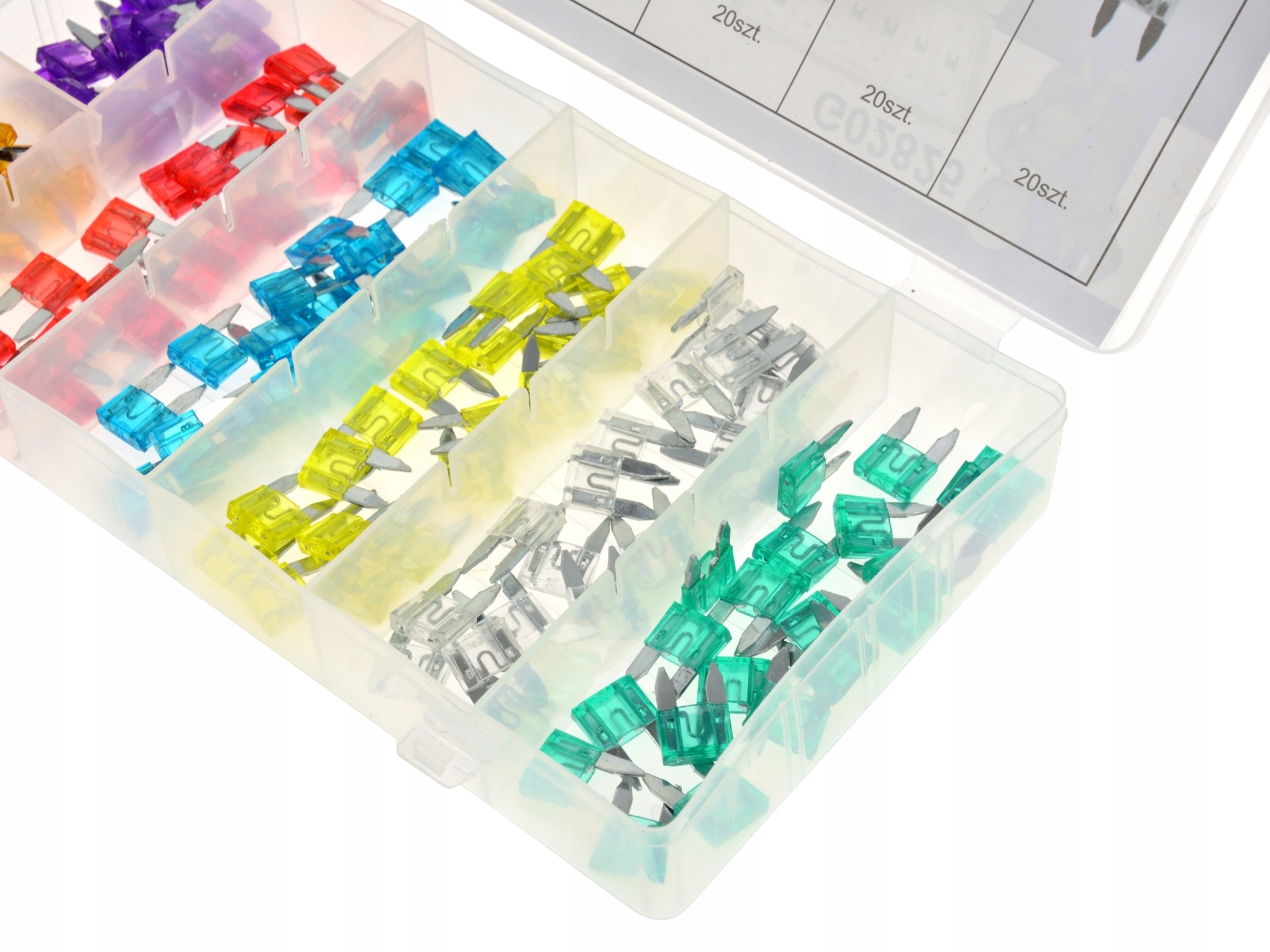 BEZPIECZNIKI SAMOCHODOWE ZESTAW 140szt MINI 3A-30A