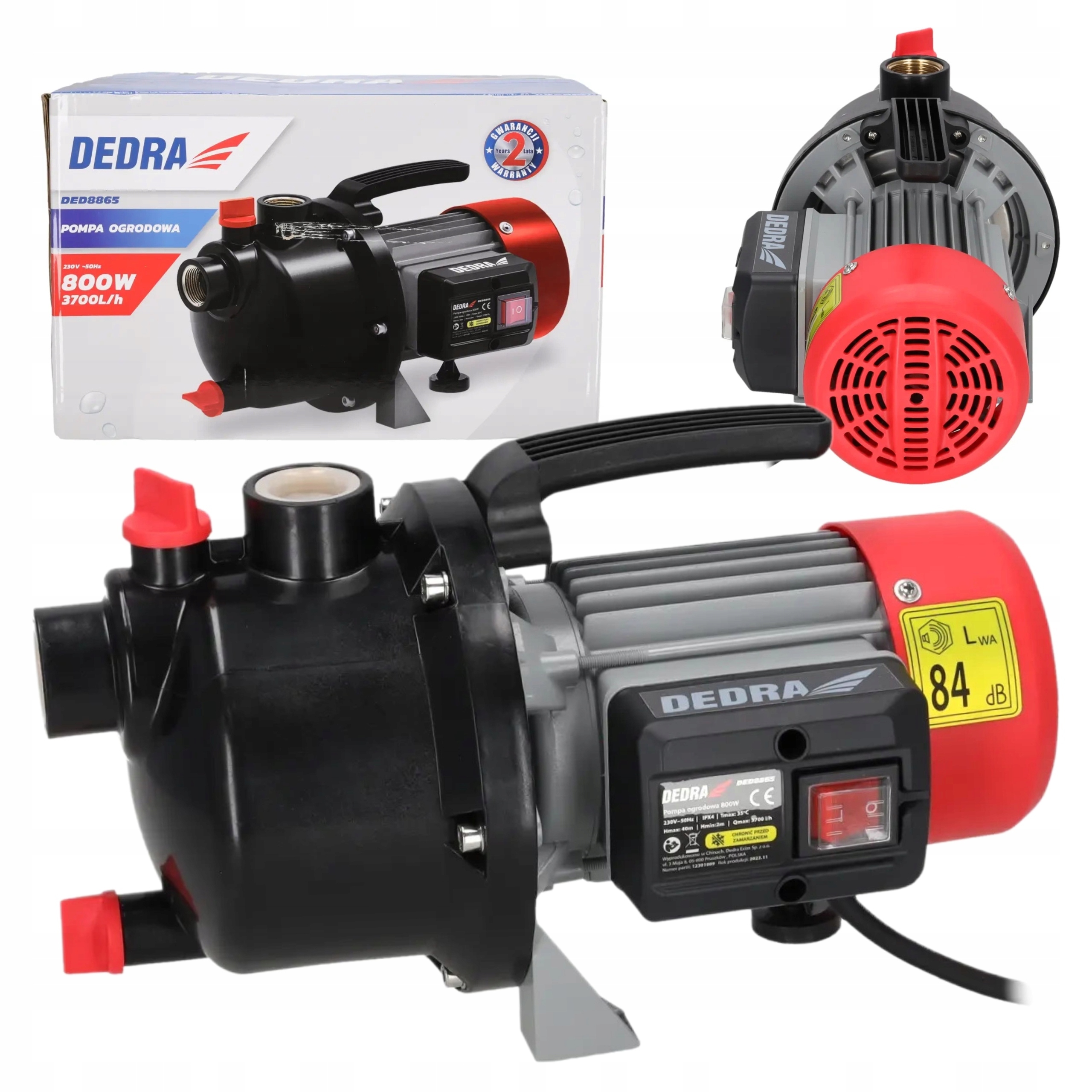 DEDRA POMPA OGRODOWA NAWADNIANIE DO WODY CZYSTEJ 230V 800W 1" DED8865