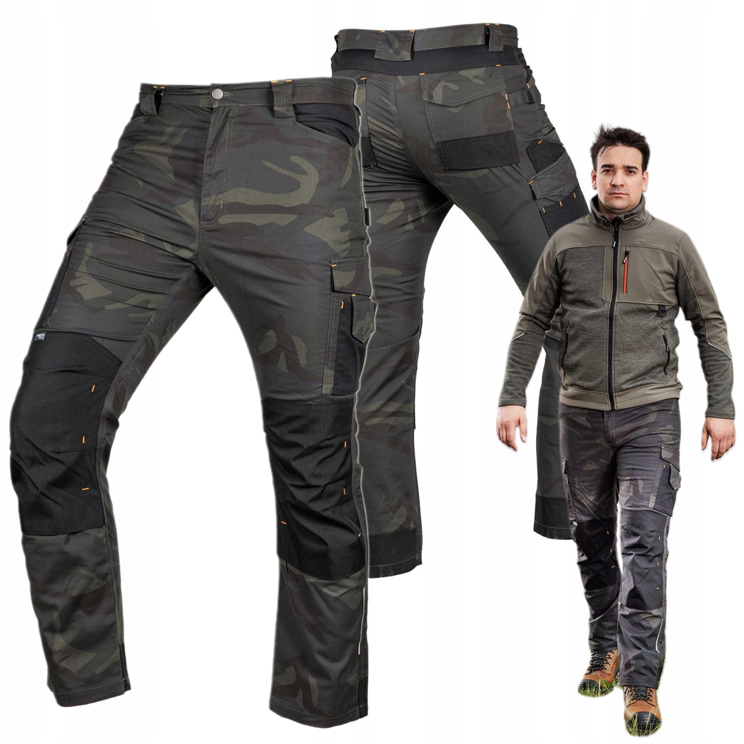 NEO SPODNIE ROBOCZE MIX&MATCH CANVAS WZMOCNIENIA ZIELONE MORO 81-350-1 M