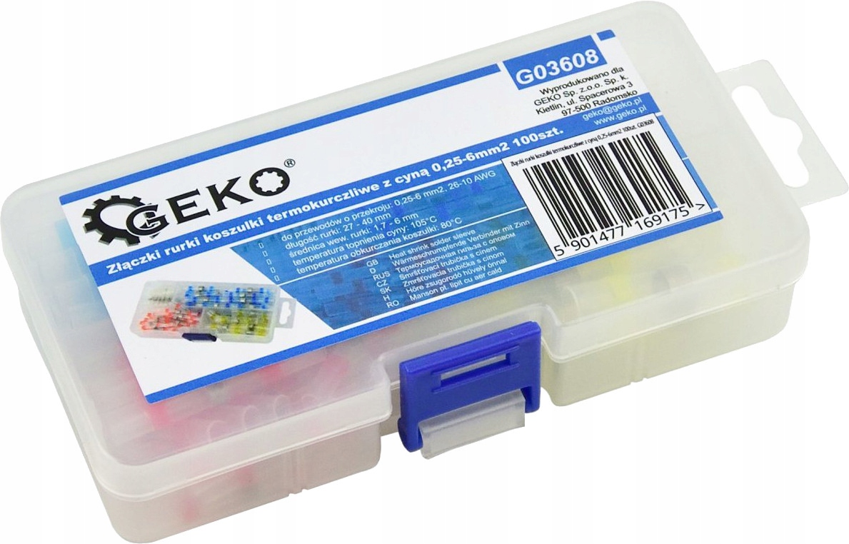 ZŁĄCZKI TERMOKURCZLIWE Z CYNĄ RURKI KOSZULKI 0,25-6MM2 100SZT. GEKO