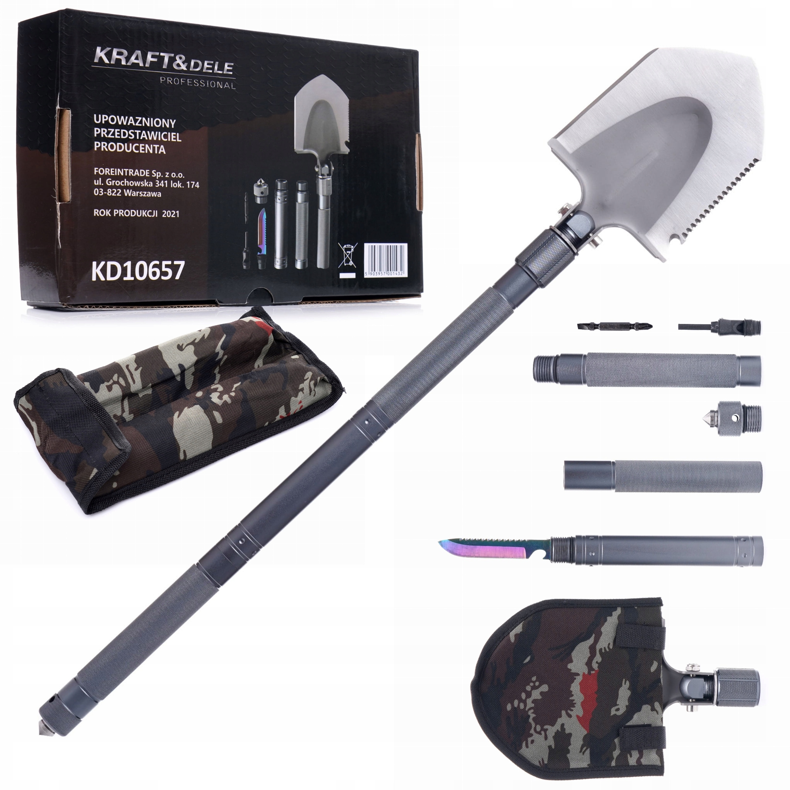 KRAFT&DELE SAPERKA SURVIVALOWA WOJSKOWA WIELOFUNKCYJNA 16w1 ETUI KD10657