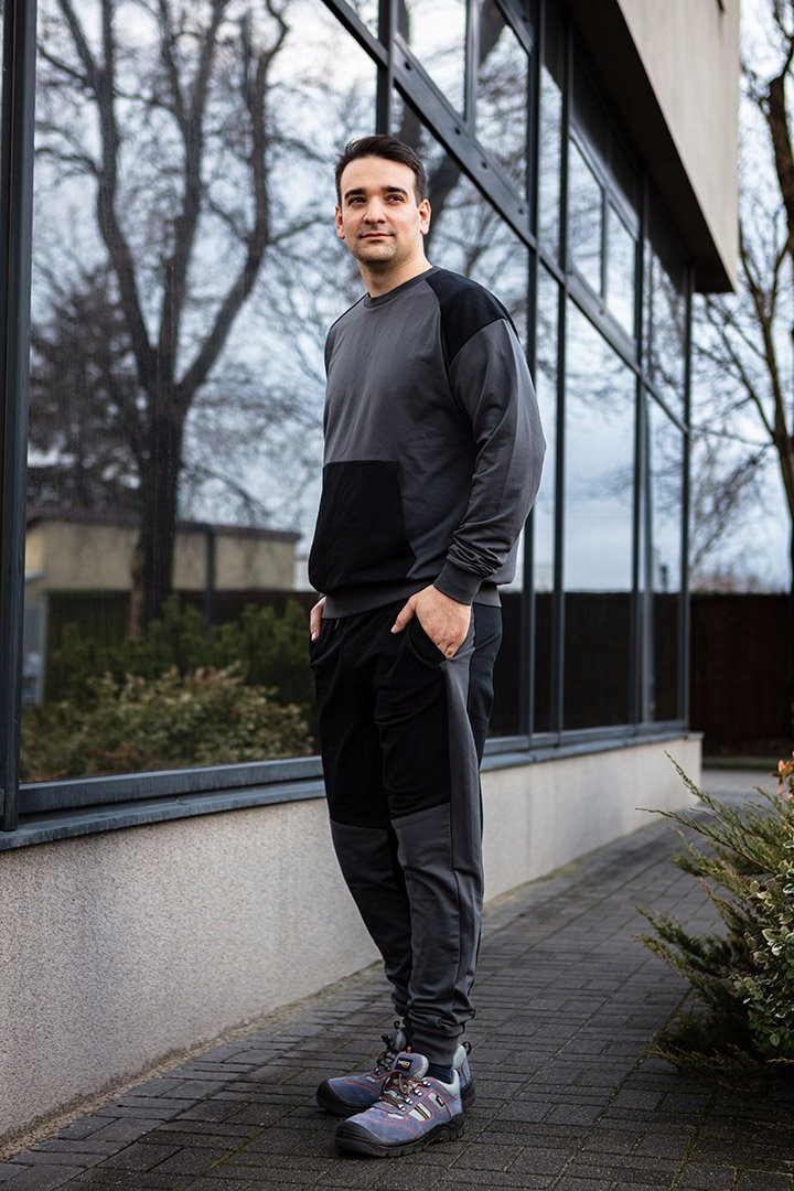 NEO SPODNIE DRESOWE ROBOCZE MONTERSKIE SZARO-CZARNE DRESY BAWEŁNA CE Ro XXL