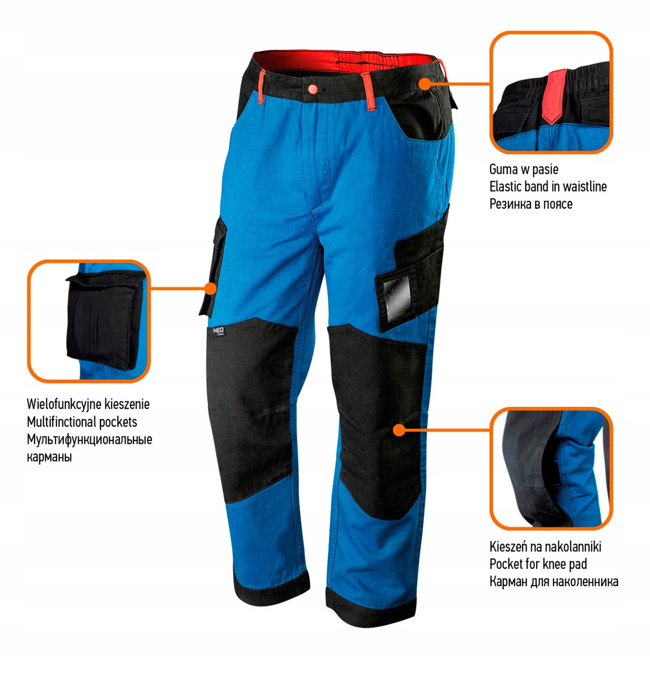 SPODNIE ROBOCZE HD+ NEO bawełna 81-225-XL + pasek