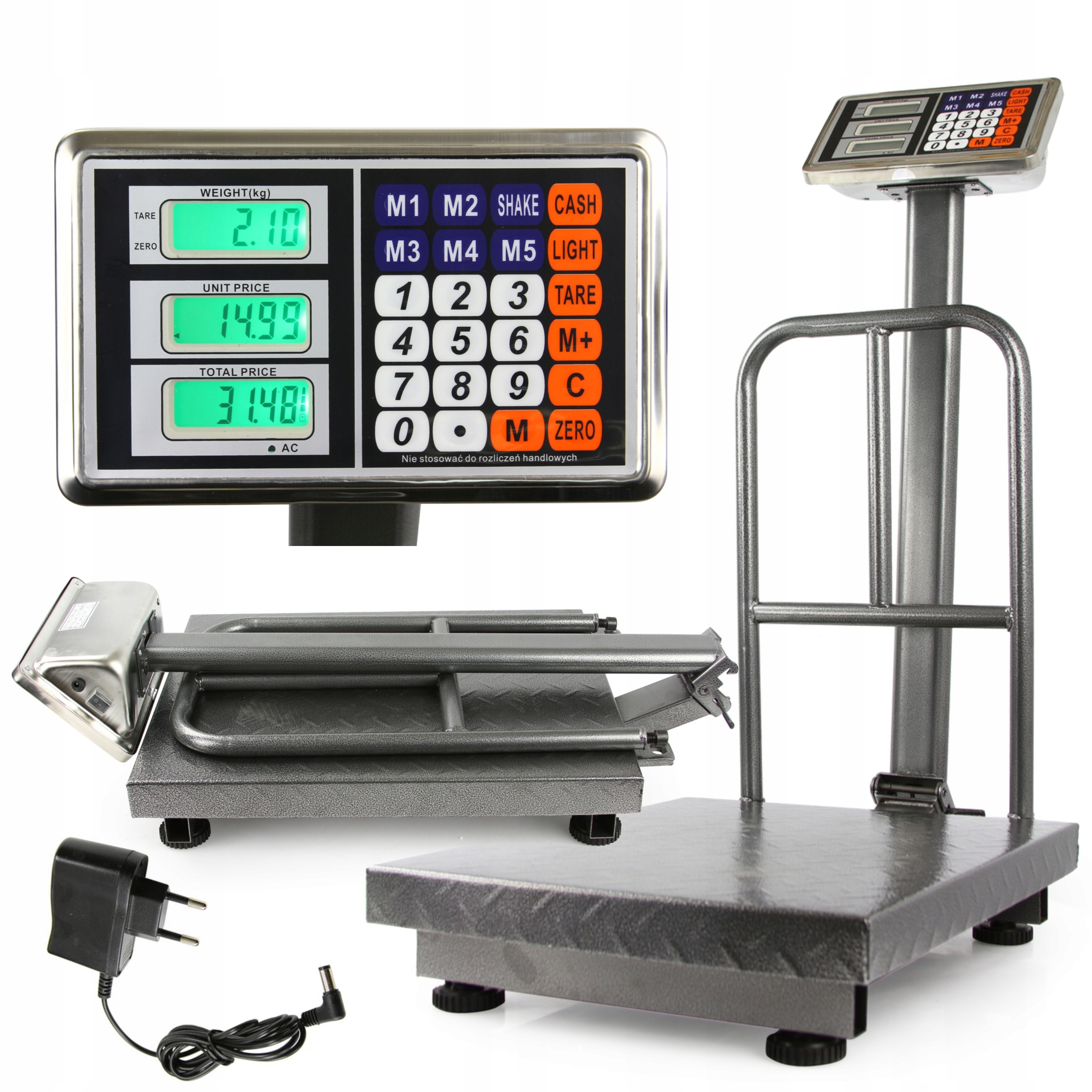 WAGA PRZEMYSŁOWA MAGAZYNOWA 300KG ELEKTRONICZNA DUŻA PLATFORMA LED BATERIA