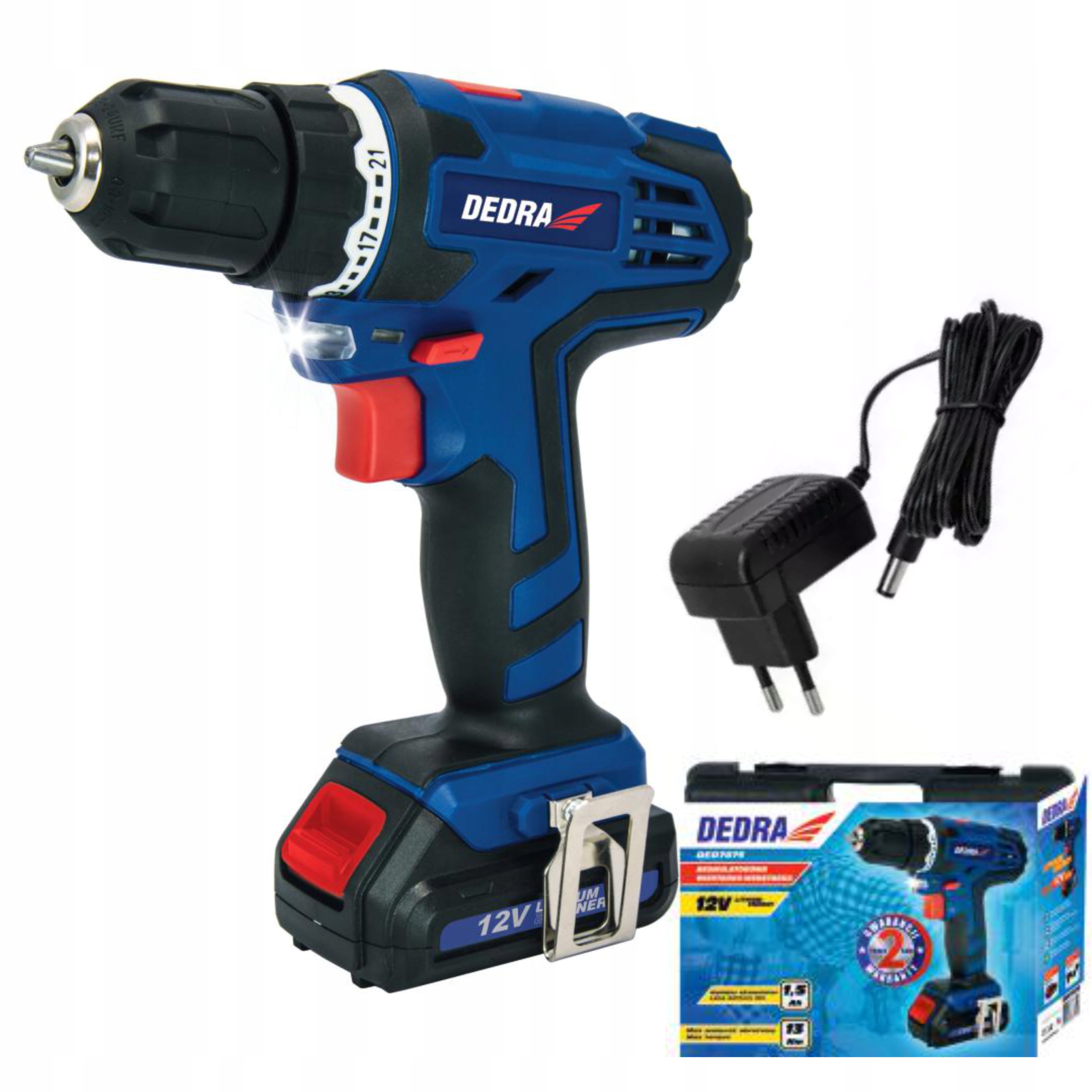 DEDRA WIERTARKO-WKRĘTARKA 12V 1,5AH LED WBUDOWANA POZIOMICA WALIZKA DED7875