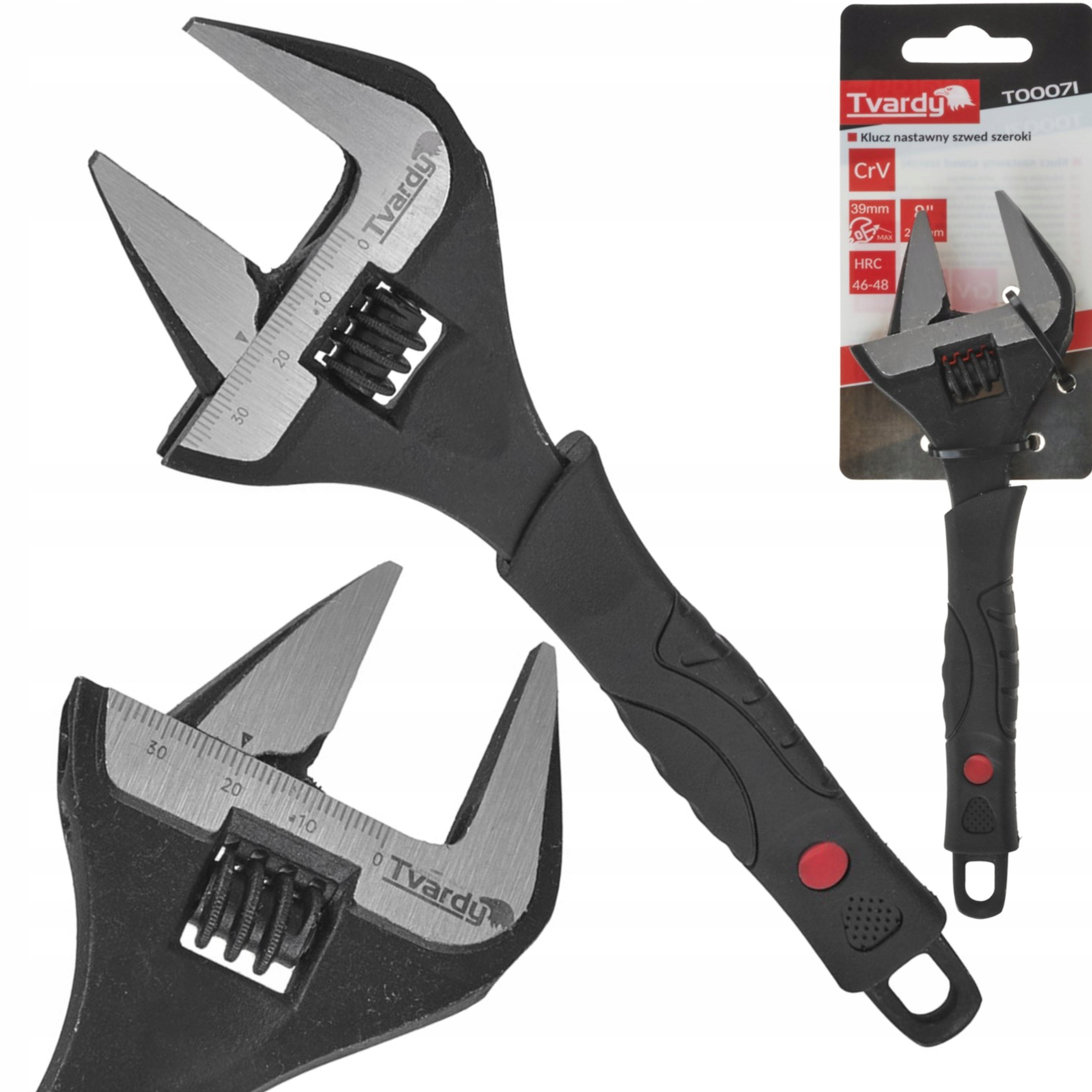 TVARDY KLUCZ NASTAWNY SZWEDZKI SZWED SZEROKI 8" 39MM ZE STALI CrV T00071