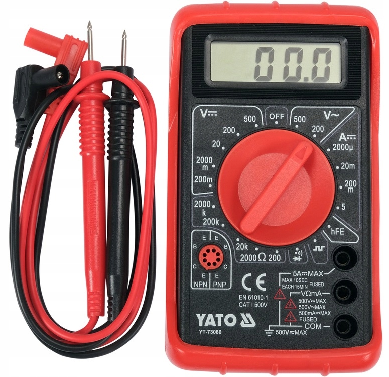 YATO MULTIMETR RĘCZNY CYFROWY MIERNIK BUZER Z WYŚWIETLACZEM LCD YT-73080