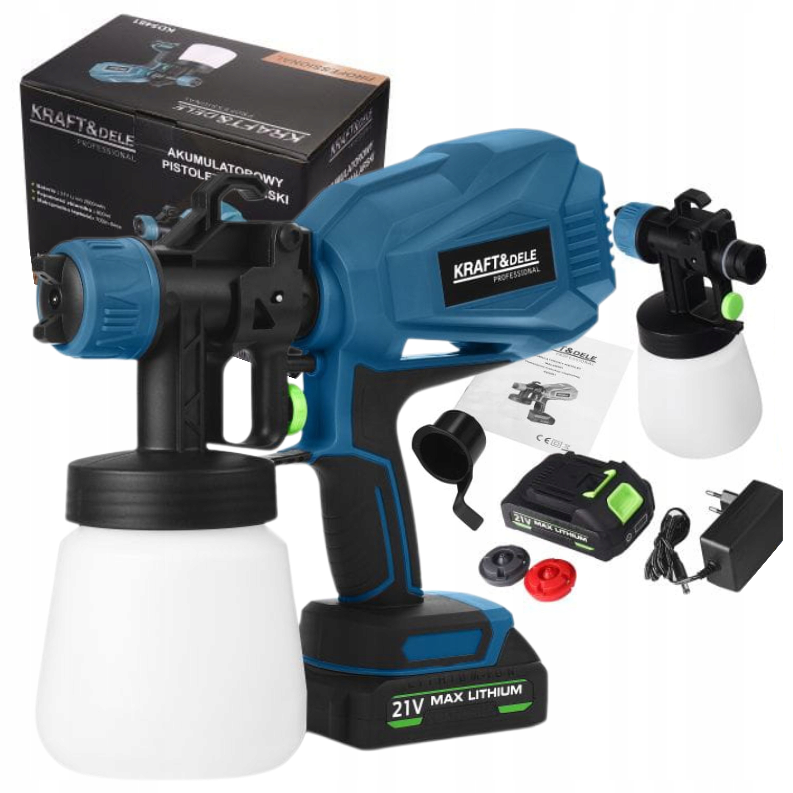 AGREGAT MALARSKI PISTOLET NATRYSKOWY AKUMULATOROWY 21V DO MALOWANIA 800ml