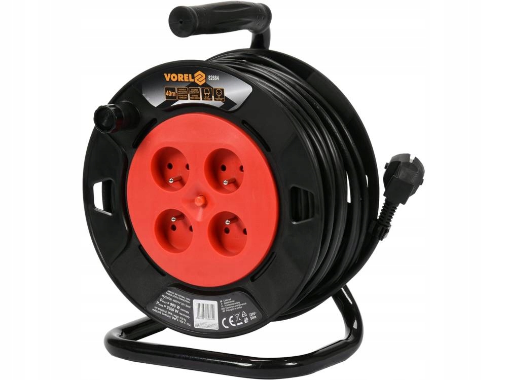 PRZEDŁUŻACZ BĘBNOWY, 4 GNIAZDA, 3X1MM2, 25M VOREL