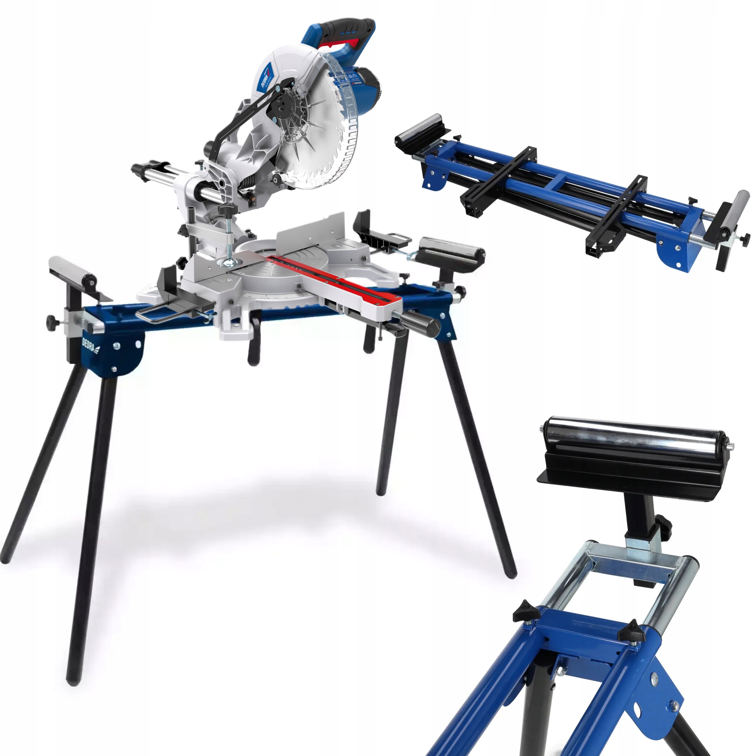 PIŁA UKOŚNICA Z POSUWEM + STÓŁ ROBOCZY STOJAK DEDRA PILARKA UKOSOWA 254MM