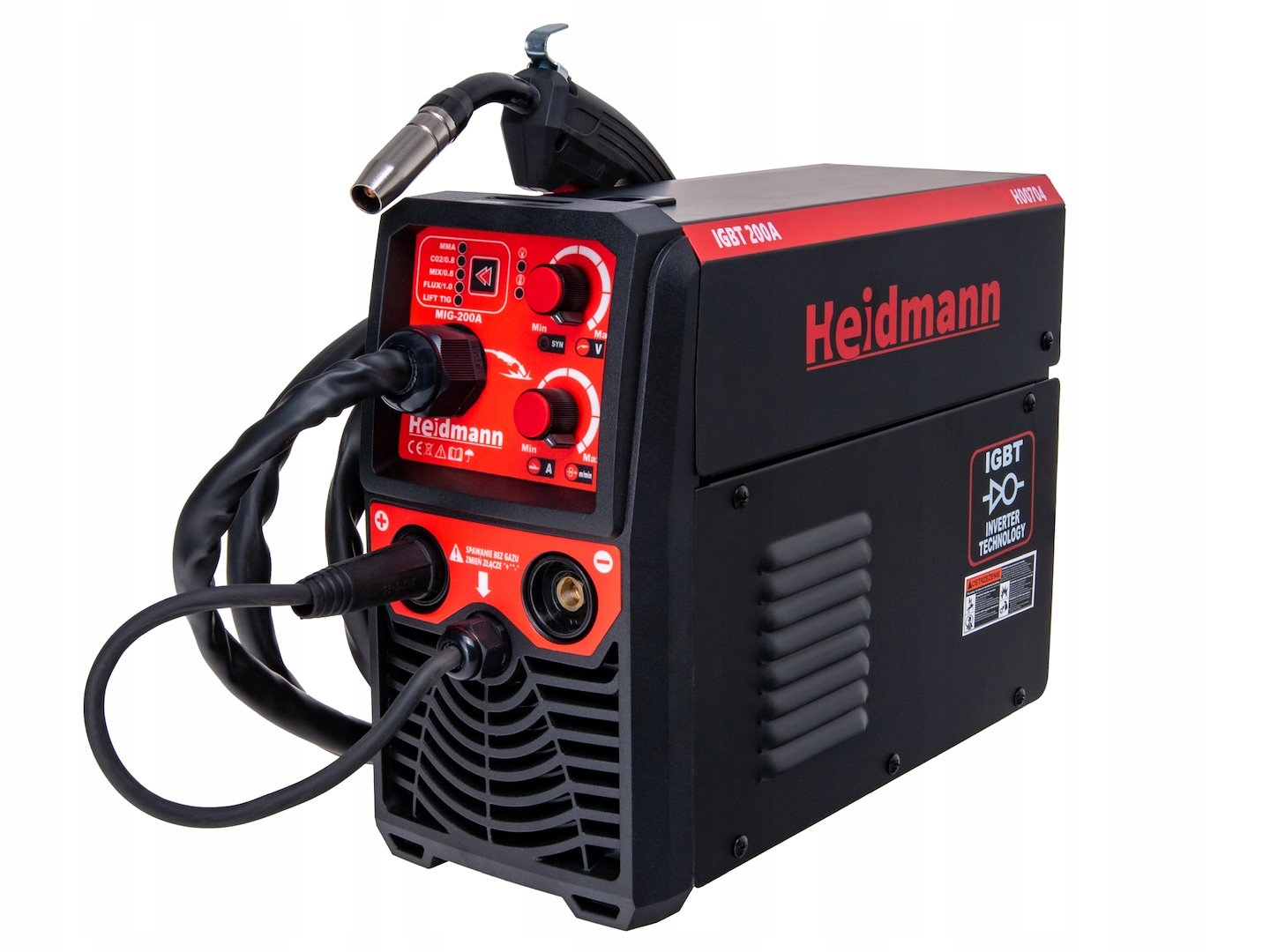 GEKO SPAWARKA INWERTOROWA MIG/MAG, MMA, FLUX HOT START 200A H00704