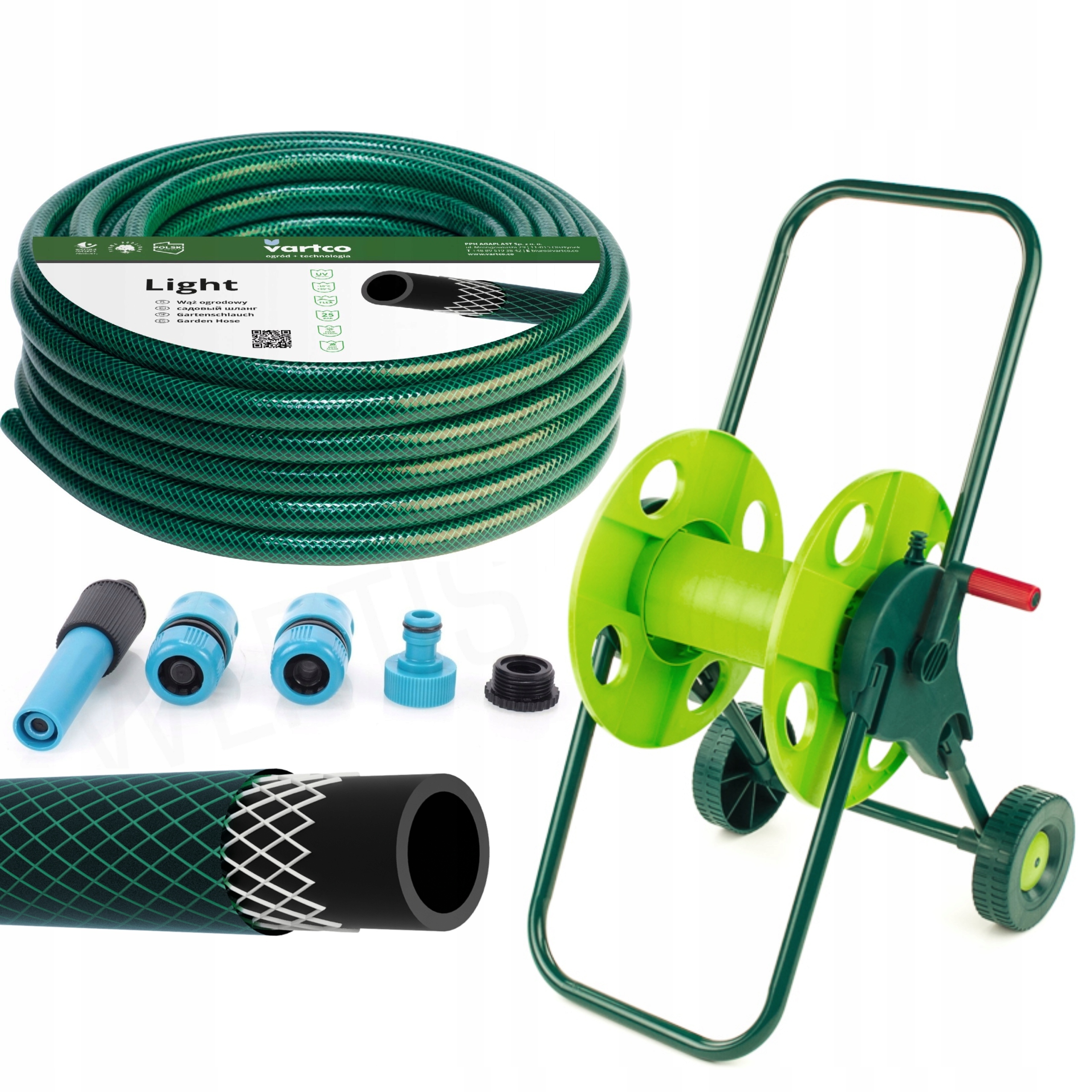 WÓZEK BĘBEN + WĄŻ OGRODOWY 30m 3/4'' + ZRASZACZ