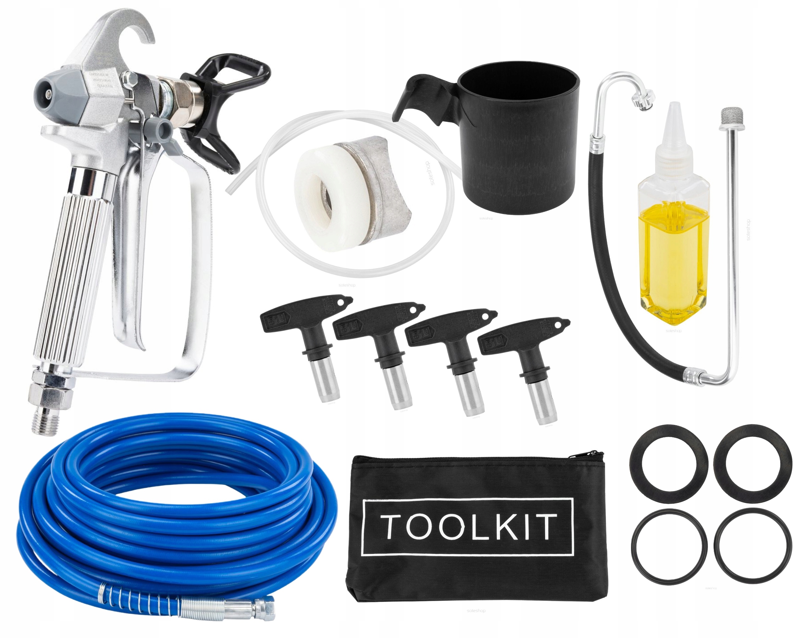 AGREGAT MALARSKI HYDRODYNAMICZNY 1300W WĄŻ 15M 4X DYSZA 230 BAR 3 L/MIN