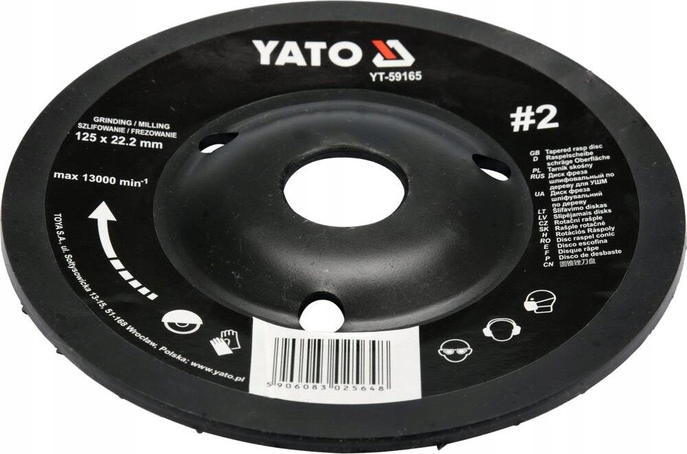 YATO YT-59165 TARNIK SKOŚNY DO DREWNA 125MM NR2 FREZOWANIE SZLIFOWANIE