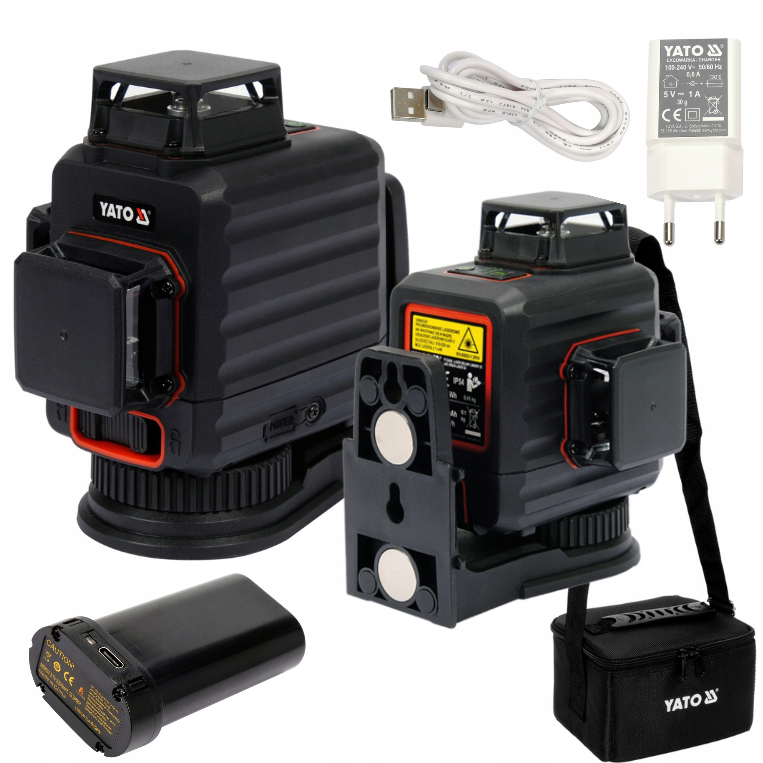 YATO LASER ZIELONY DWUNASTOLINIOWY LINIOWY 3D USB + ROEBA YT-30436