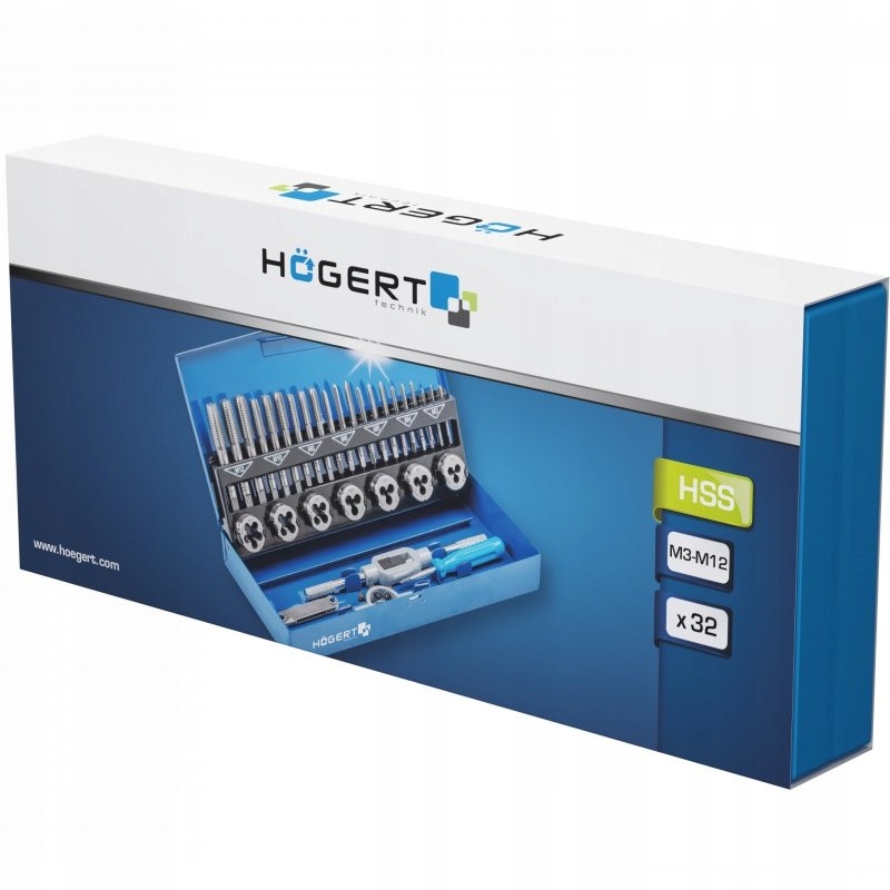 HOGERT HT3B582 ZESTAW NARZYNEK I GWINTOWNIKÓW NARZYNKI GWINTOWNIKI 32szt.