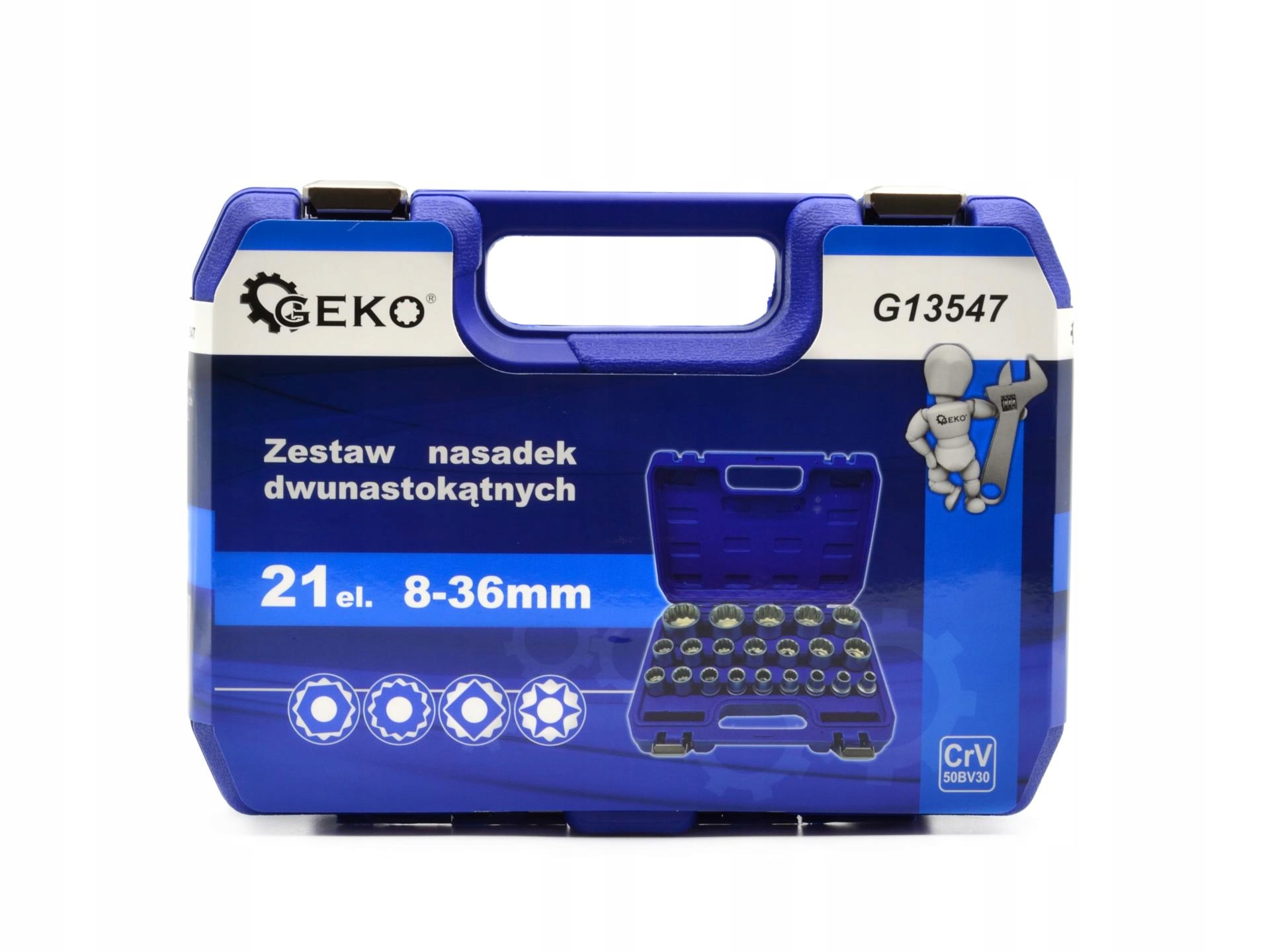 ZESTAW KLUCZY NASADEK 1/2'' NASADKI GWIAZDKA 12-KĄTNA SPLINE 8-36mm
