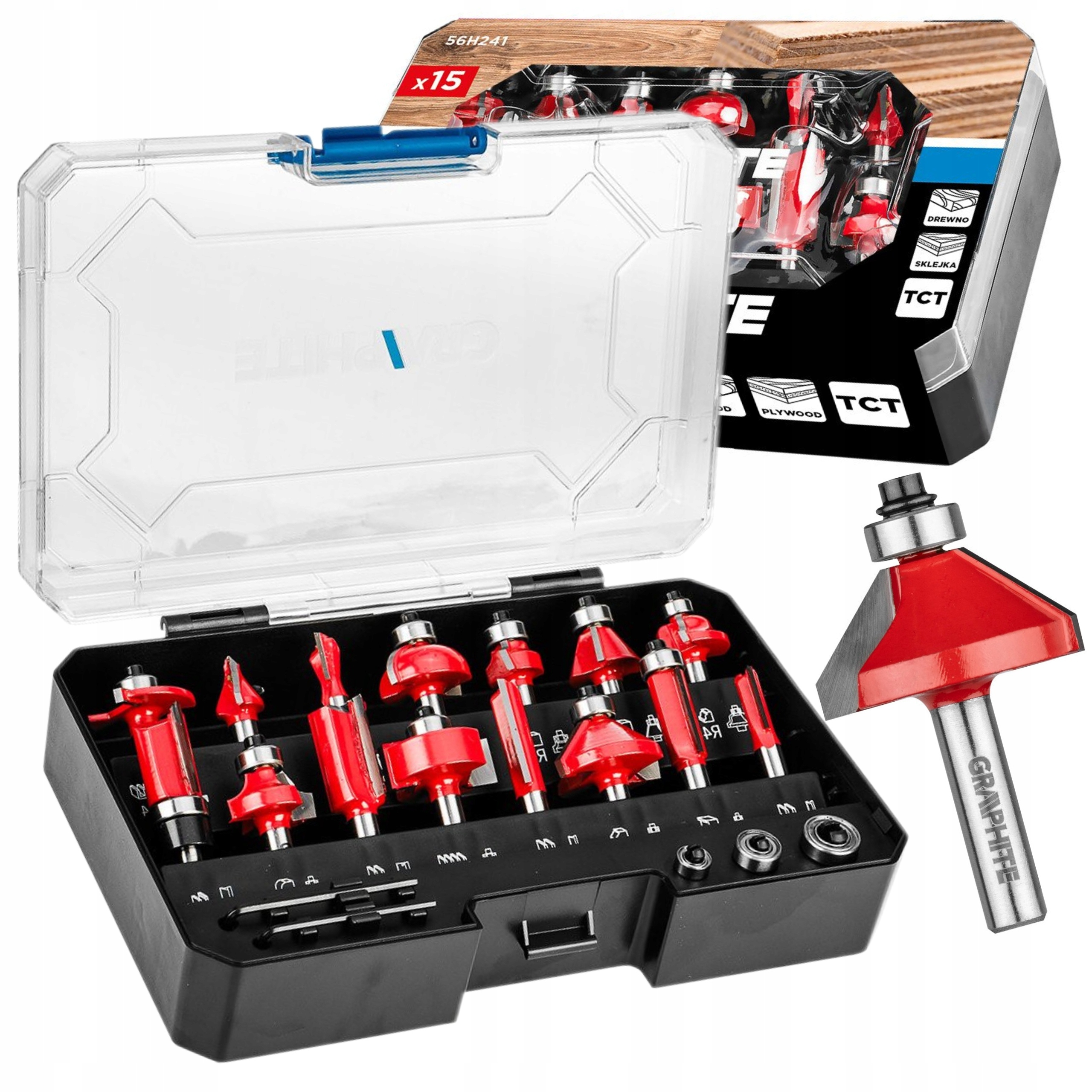 GRAPHITE FREZY WIDIOWE TRZPIEŃ 8 MM ZESTAW 15 SZT WALIZKA 56H241