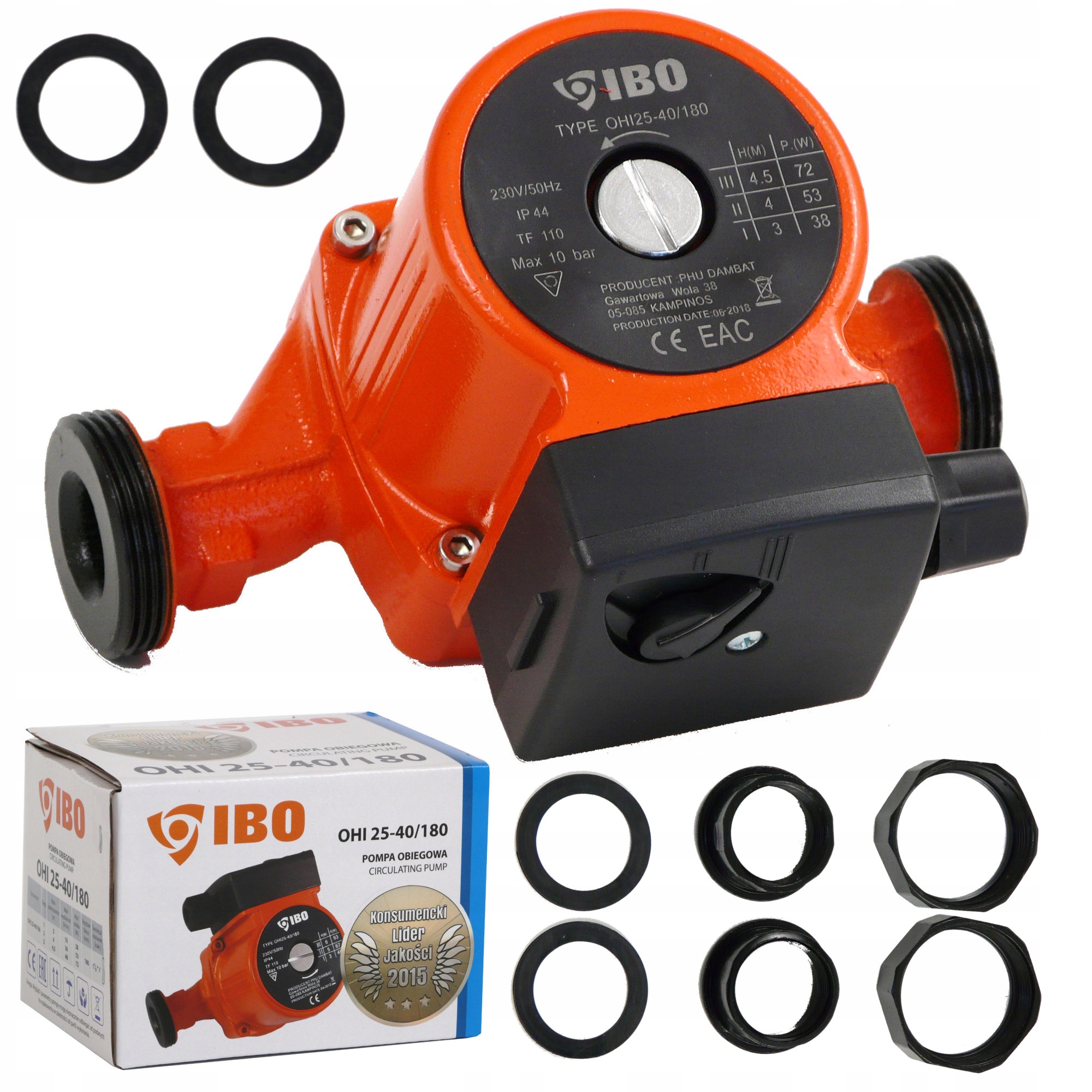 IBO OHI 25-40/180 POMPA OBIEGOWA CYRKULACYJNA WYDAJNA MOCNA 3-BIEG 72W +ŚRU