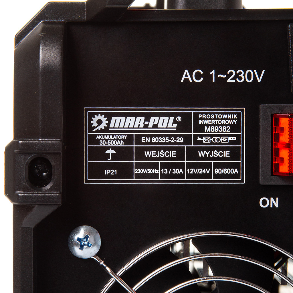 PROSTOWNIK INWERTOROWY 12V 24V ROZRUCH ŁADOWANIE AKUMULATORÓW 600A M89382