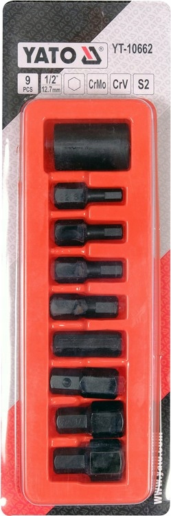 YATO ZESTAW KLUCZY UDAROWYCH TRZPIENIOWYCH HEX 1/2